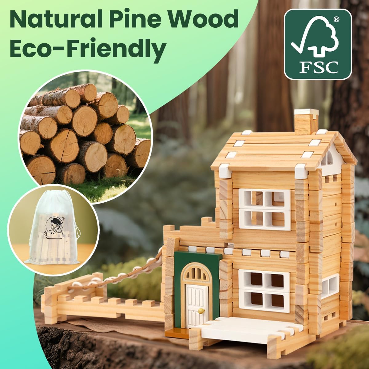 Thumbnail 6 de Jovi-mindly & Notchies 107-Piece Wooden Blocks with Door and Windows (No Printed Manual) for Ages 4–8