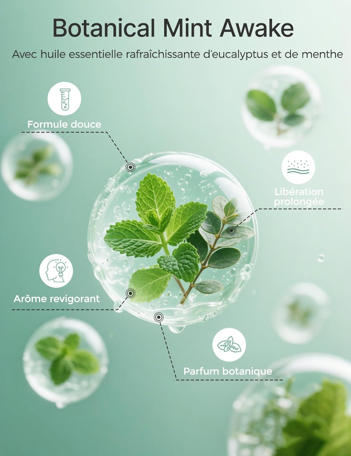Detalle de Bombes de douche Momcozy – lot de 14 vaporisateurs feuille d’eucalyptus à la menthe poivrée et eucalyptus