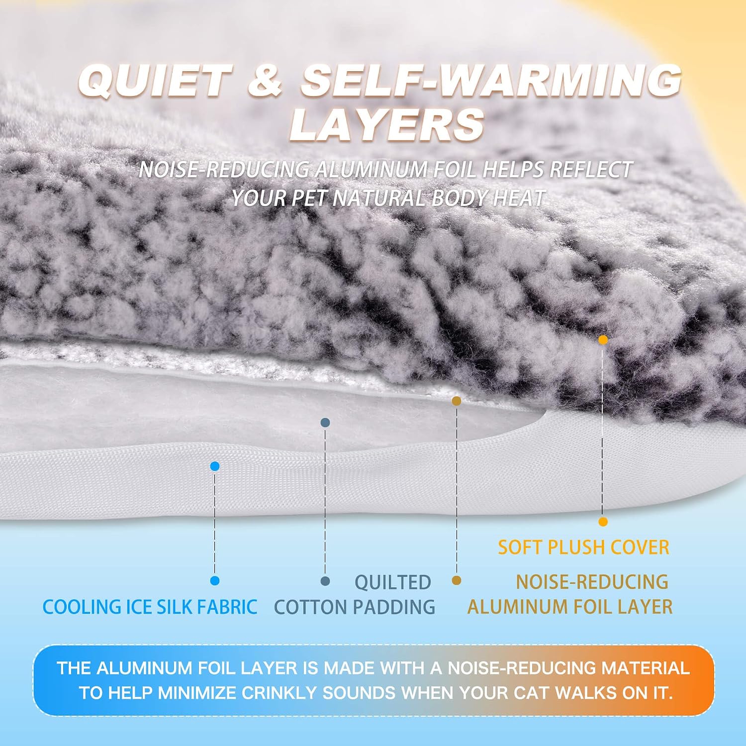 Detalle 1 de WanpeeGoo Cat Cooling Mat Gray 18x24 Reversible Self-Warming Cat Bed