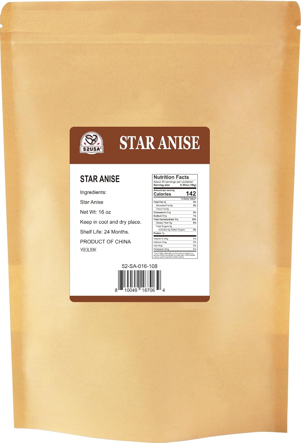 Detalle 2 de 52USA Whole Star Anise, Non-GMO Verified, Resealable Bag