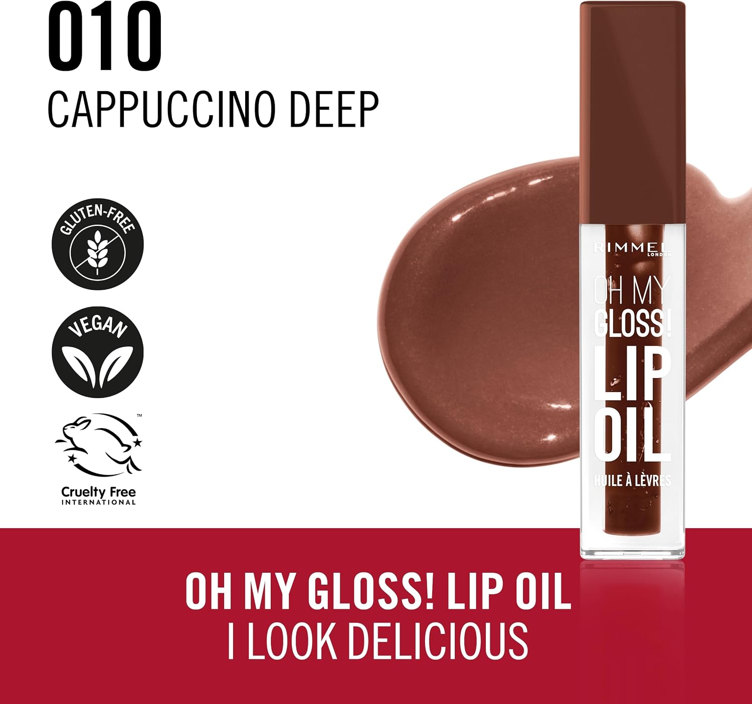 Detalle de Rimmel London Oh My Gloss! Lip Oil – Cappuccino Deep (010), 4,5 ml