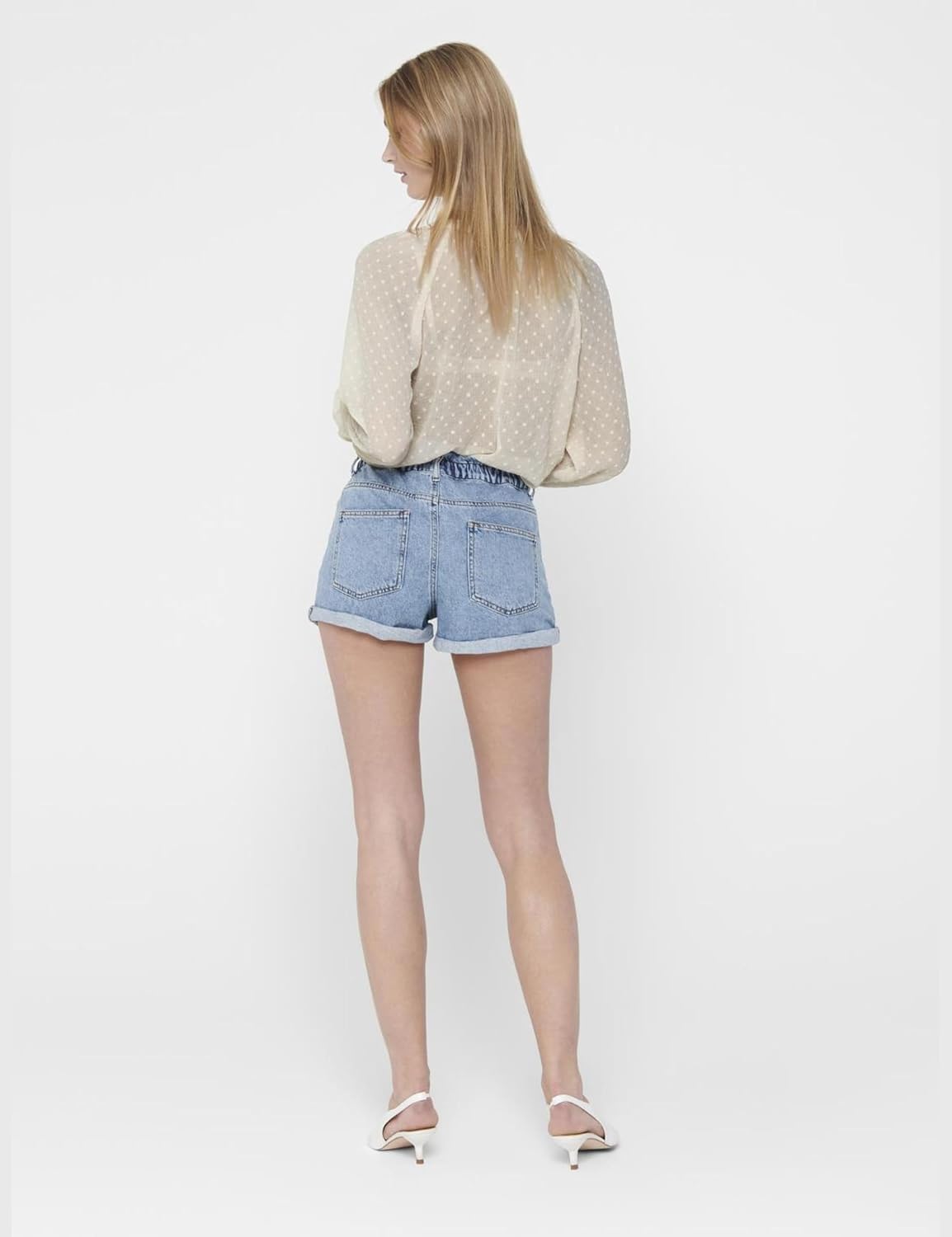 Detalle de ONLY Women’s Onlcuba Life Paperbag DNM Shorts (Denim Medium Blue)