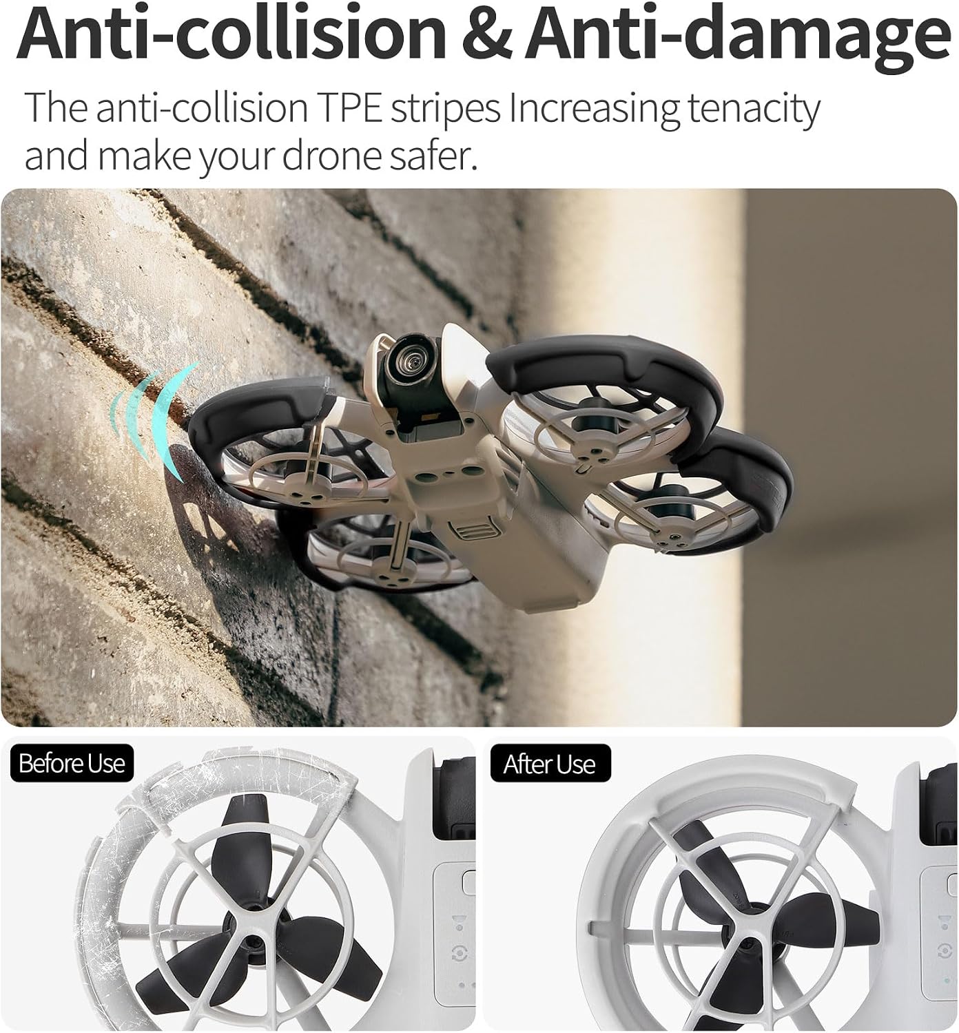 Detalle de Lokyoyo Propeller Guard Protector for DJI Neo (Fly More Combo) – Black propeller guard set