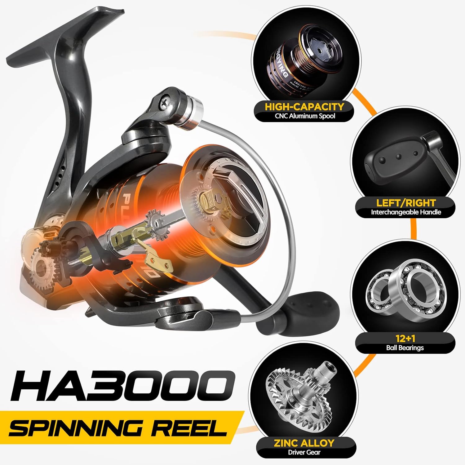 Thumbnail 5 de PLUSINNO Fishing Rod and Reel Combo (Carbon Fiber Telescopic) with Spinning Reel 12+1 Shielded Bearings