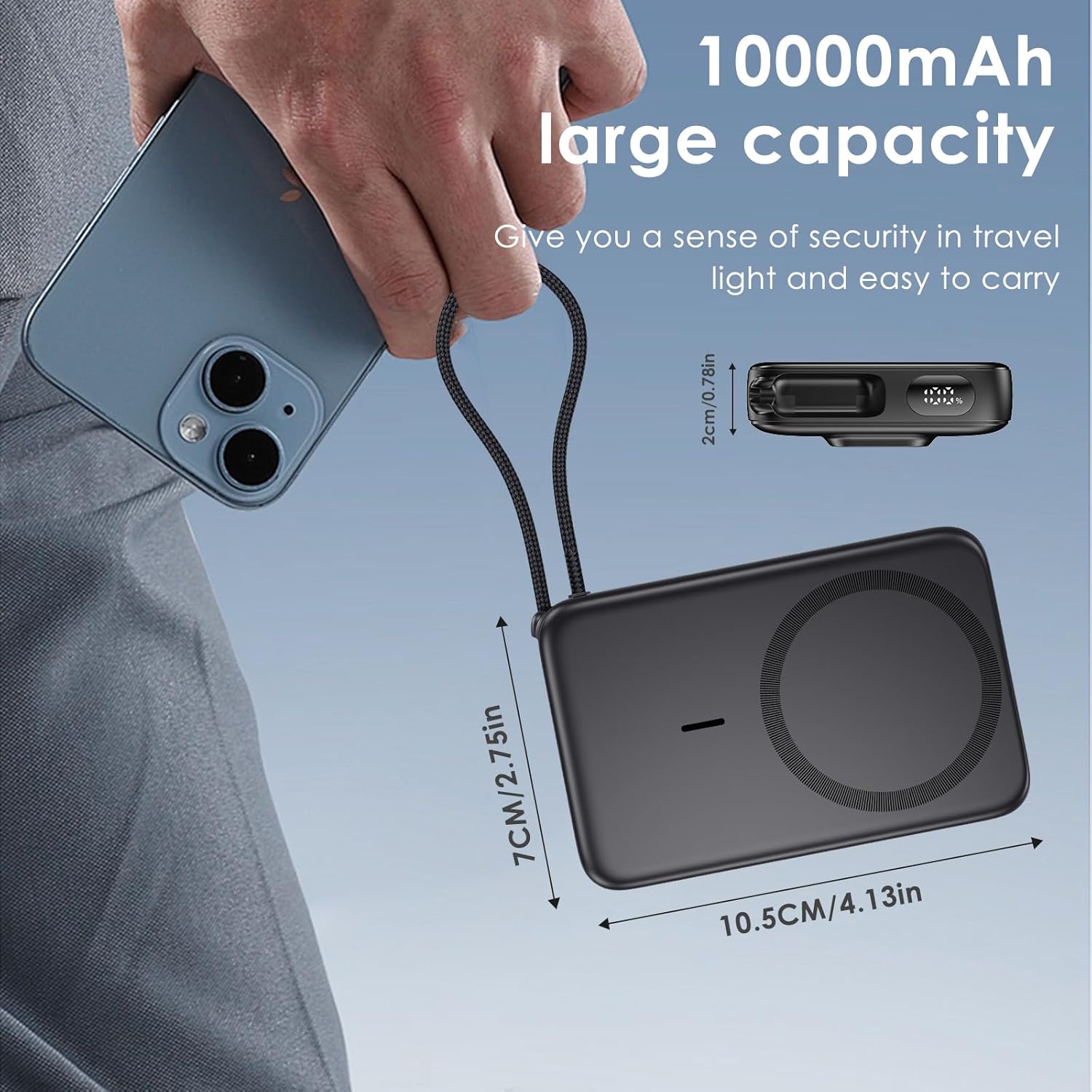 Thumbnail 3 de For MagSafe Power Bank 10000mAh with Wireless Magnetic Charging and USB-C PD22.5W