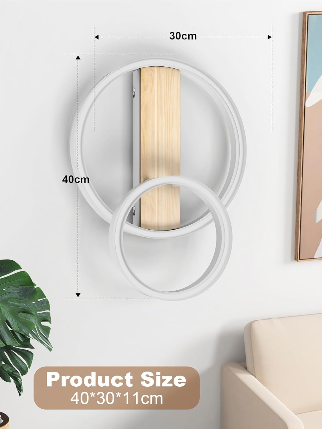 Thumbnail 3 de FANLG LED Deckenleuchte Dimmbar 40 cm – Zweiring-Design mit Nachtlicht für Schlafzimmer, Wohnzimmer, Büro