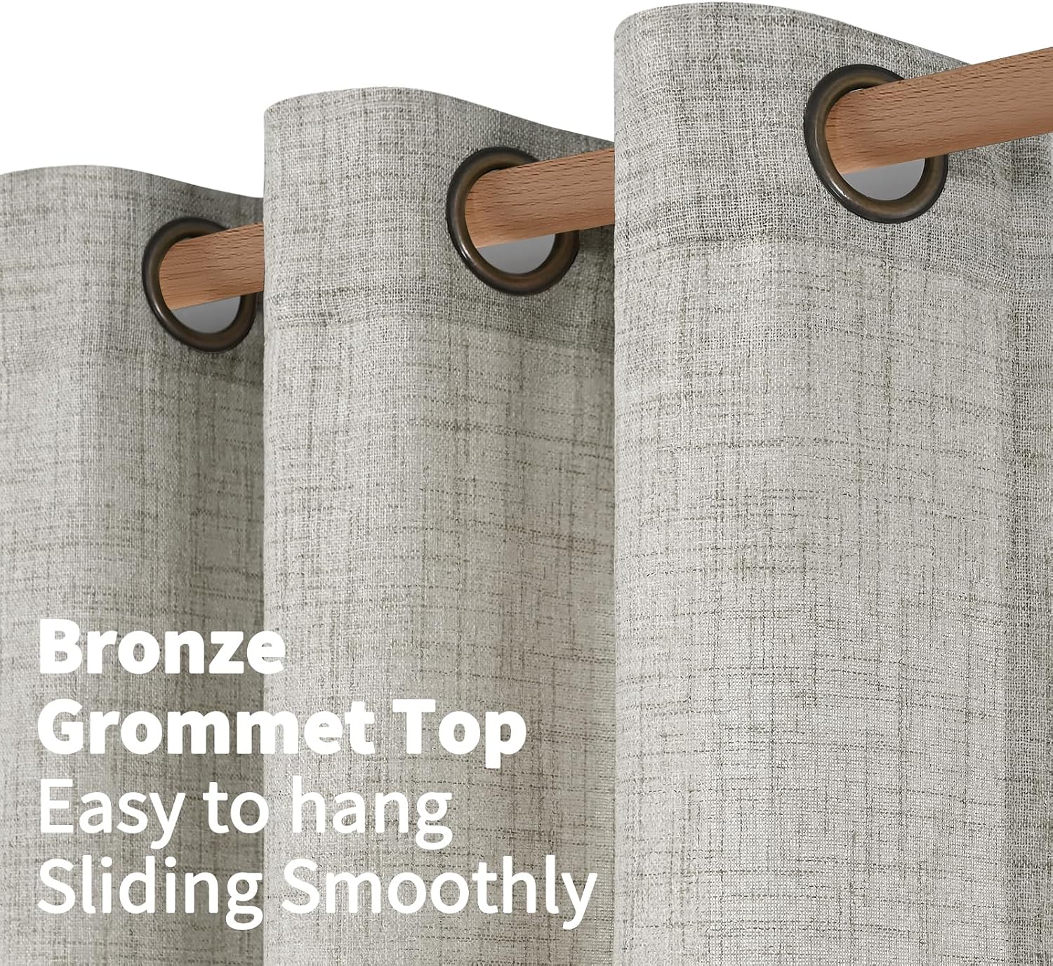 Detalle de YoungsTex 037dkgrey5263 Dark Gray Light-Filtering Grommet Curtains, 2 Panels