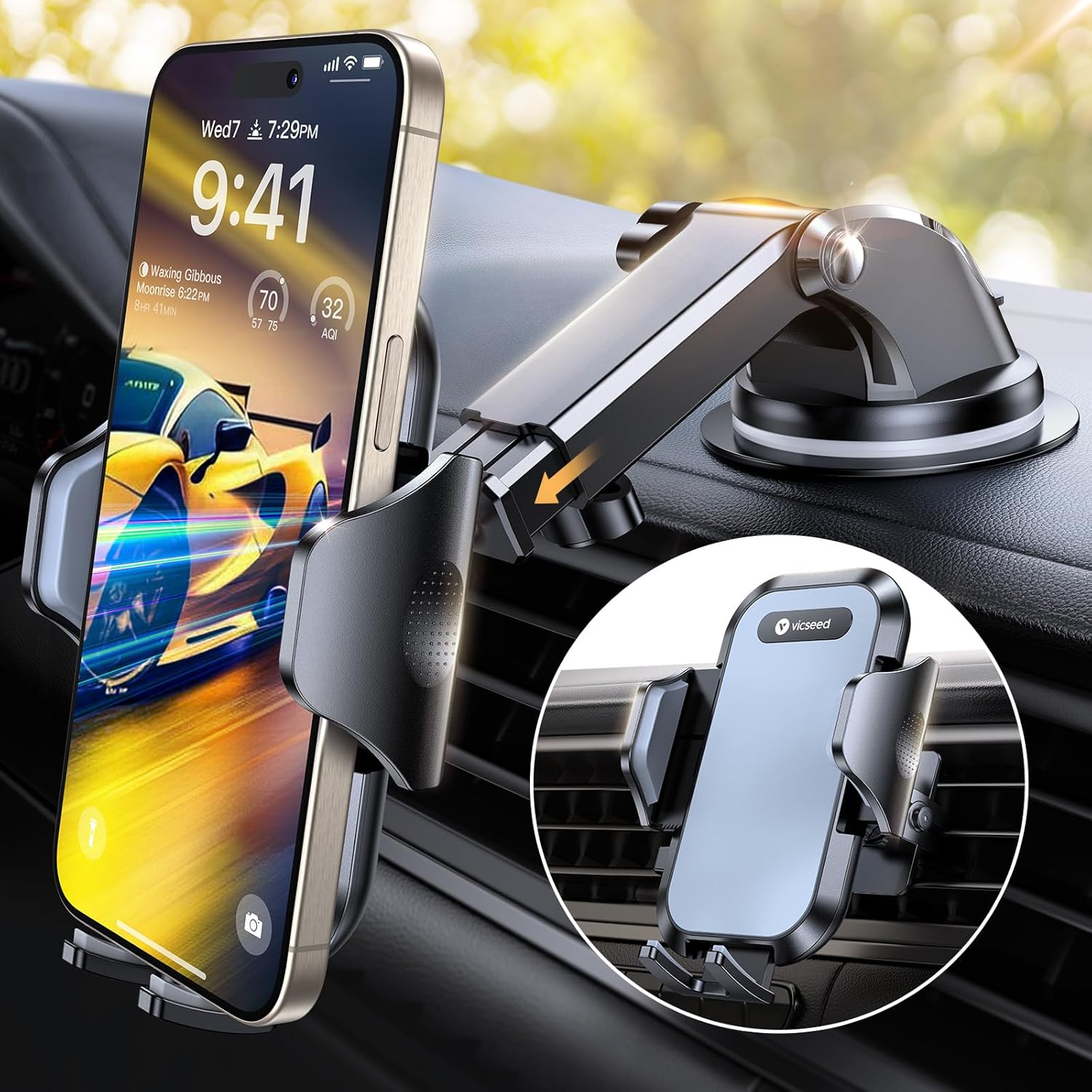 Detalle de Rally Racing-Grade 3‑in‑1 Car Phone Holder 88 lb