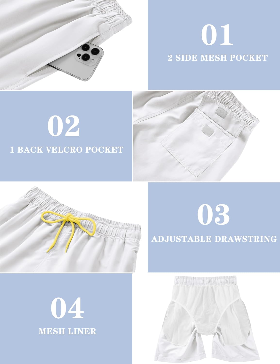 Thumbnail 4 de TACVASEN Men's Swim Short with Mesh Lining: Quick-Dry Beach Trunks with Pockets