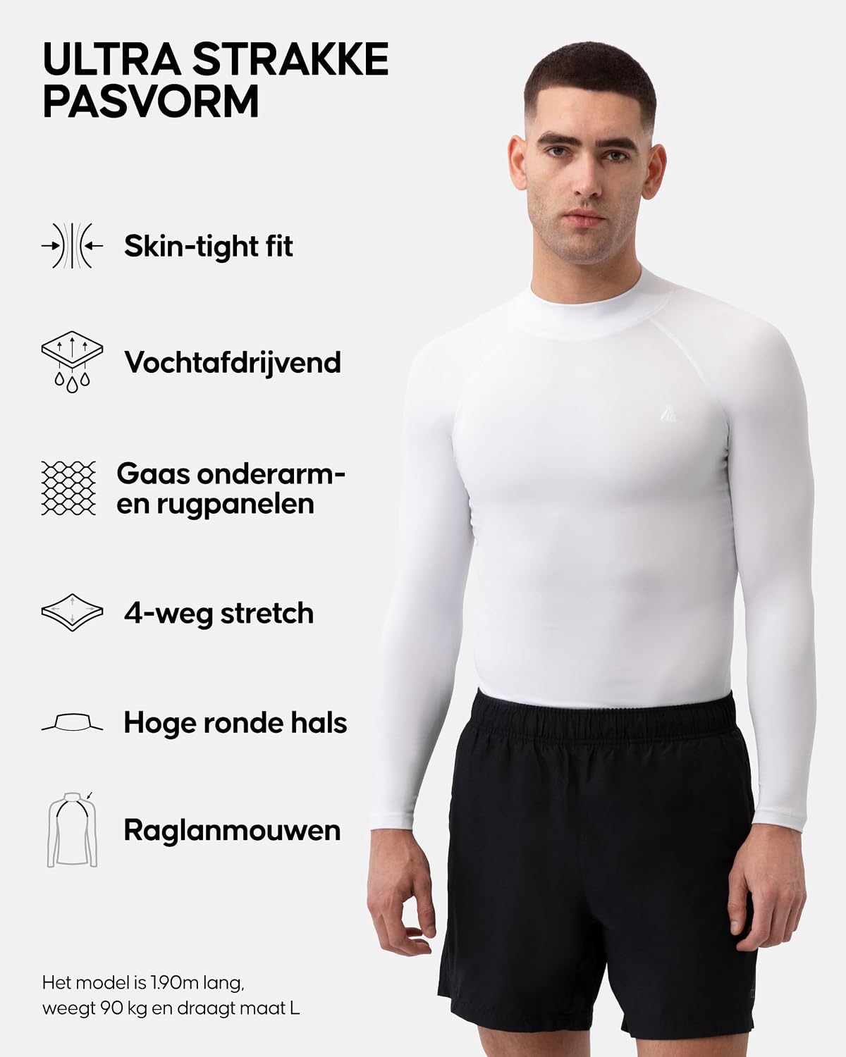 Detalle 2 de DANISH ENDURANCE compressietop heren met lange mouwen, muscle fit, 2-pack