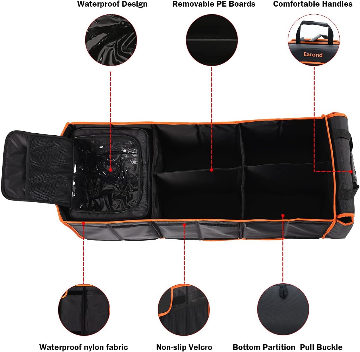 Thumbnail 4 de EAROND Large Trunk Organizer with Cooler, 3 Compartments