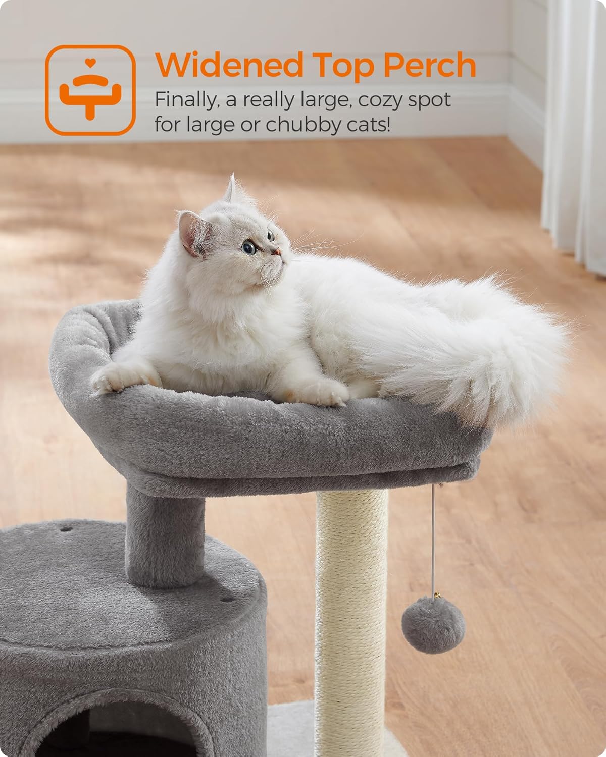 Detalle de Feandrea Cat Tree PCT50WV1 – Compact cat tower with sisal scratching post