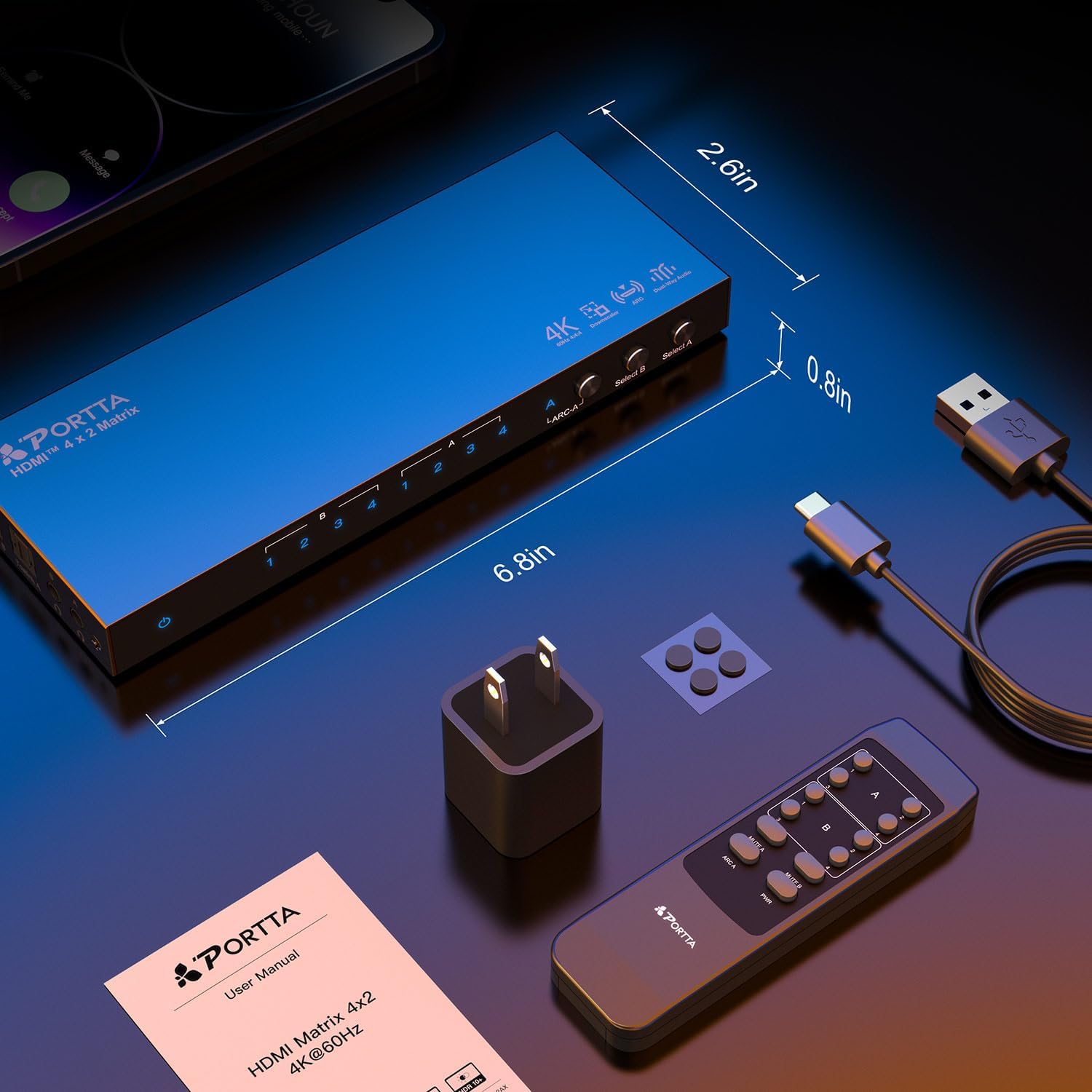 Thumbnail 6 de PORTTA HDMI Matrix 4x2 4K60Hz – HDMI-Switch