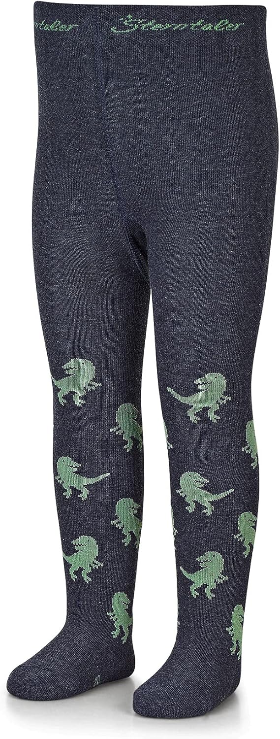 Detalle de Sterntaler Jungen Strumpfhose mit T-Rex-Motiv – Waschbar, Baumwollmischgewebe