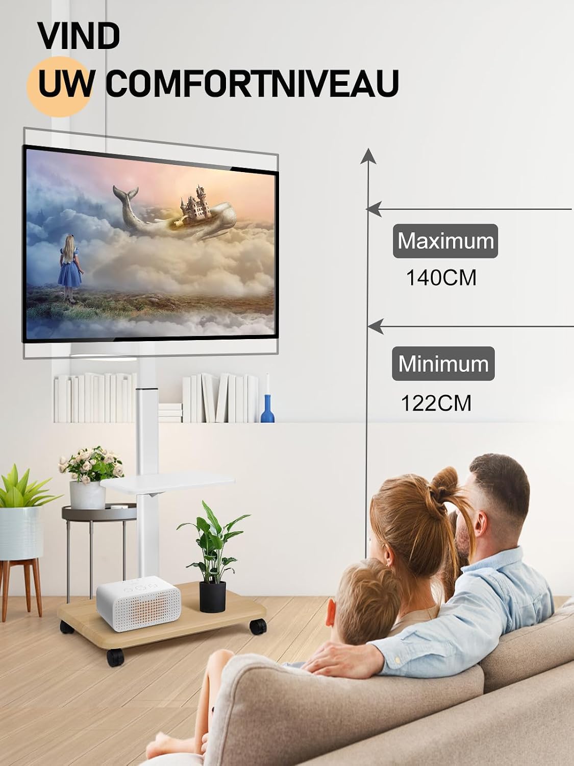Detalle 2 de Maiproo MA-TC65 mobiele tv-standaard op wielen, 32–70 inch, verstelbaar
