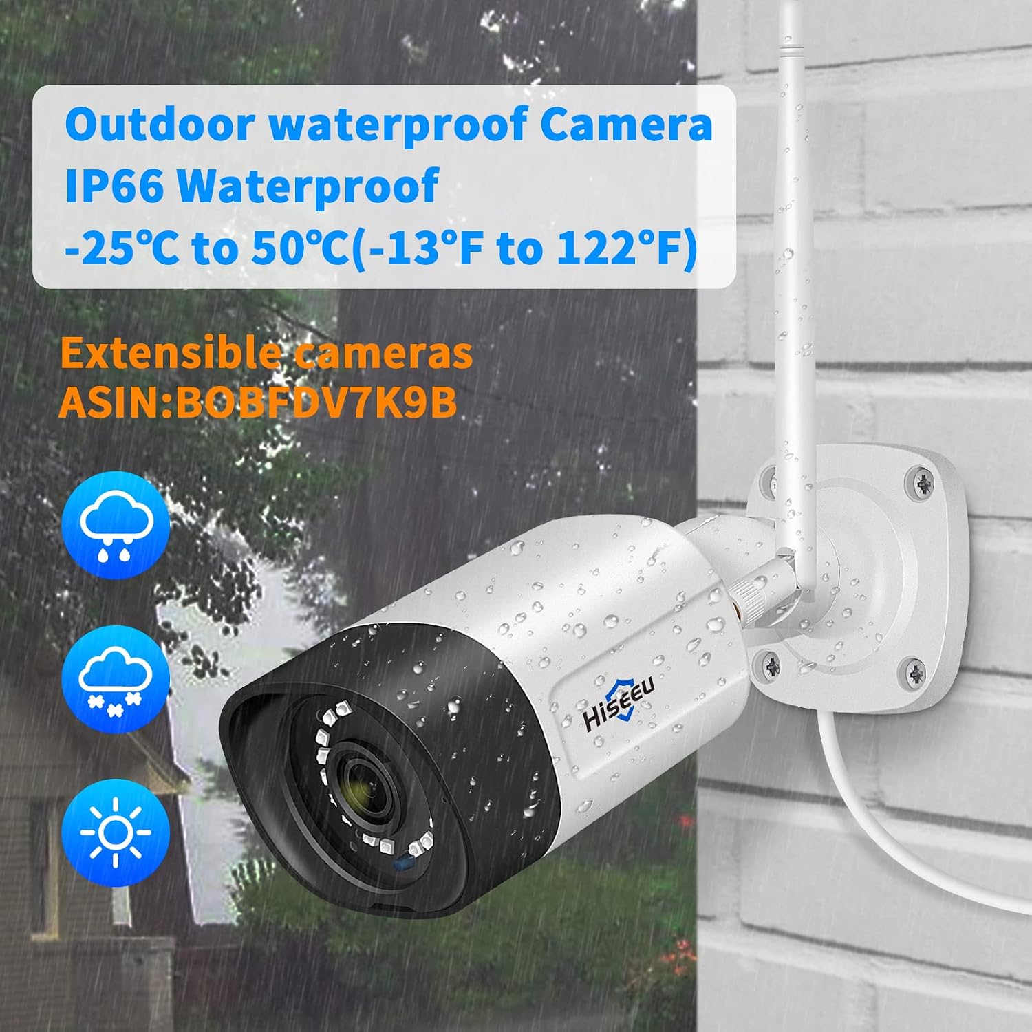 Detalle de Hiseeu 2.5K 5MP WiFi Outdoor Security Camera System (Expandable up to 16 Channels, 1TB NVR)
