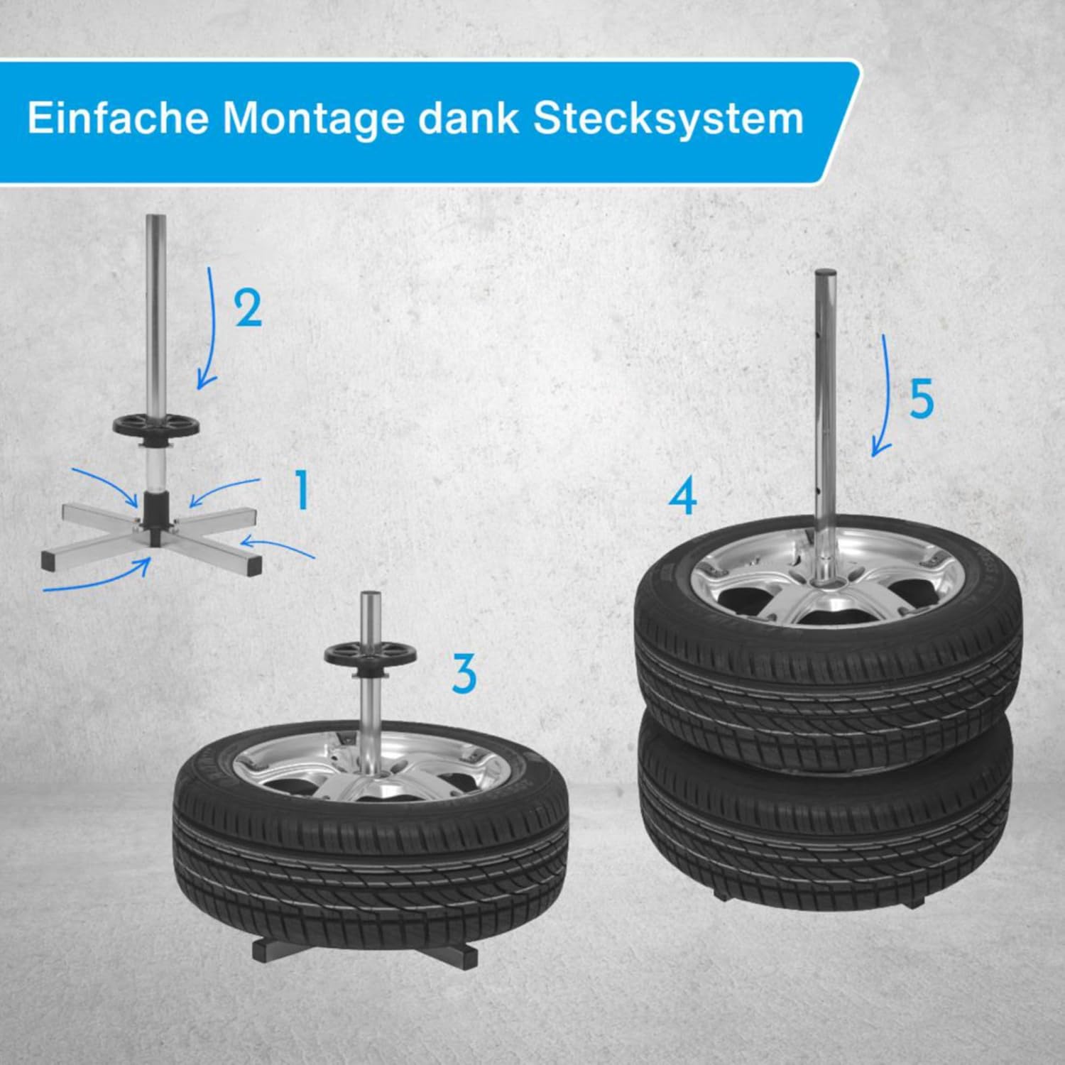 Thumbnail 3 de cartrend Felgenbaum – platzsparende Reifenaufbewahrung für 4 Autoreifen mit Felgen