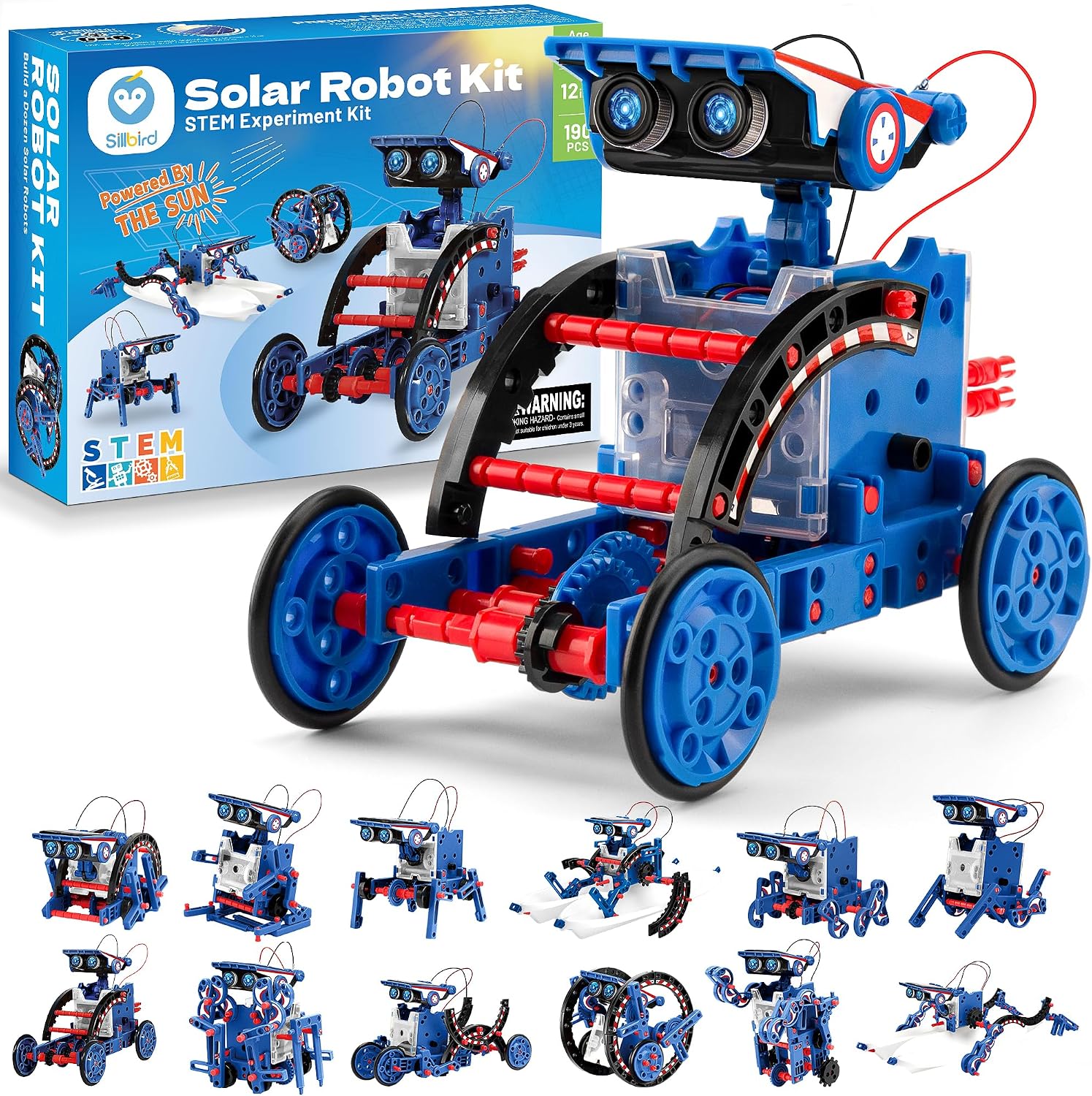 Detalle de Sillbird Solar Robot Building Kit (12-in-1) with 190 Pieces – solar-powered STEM DIY set for ages 8–12