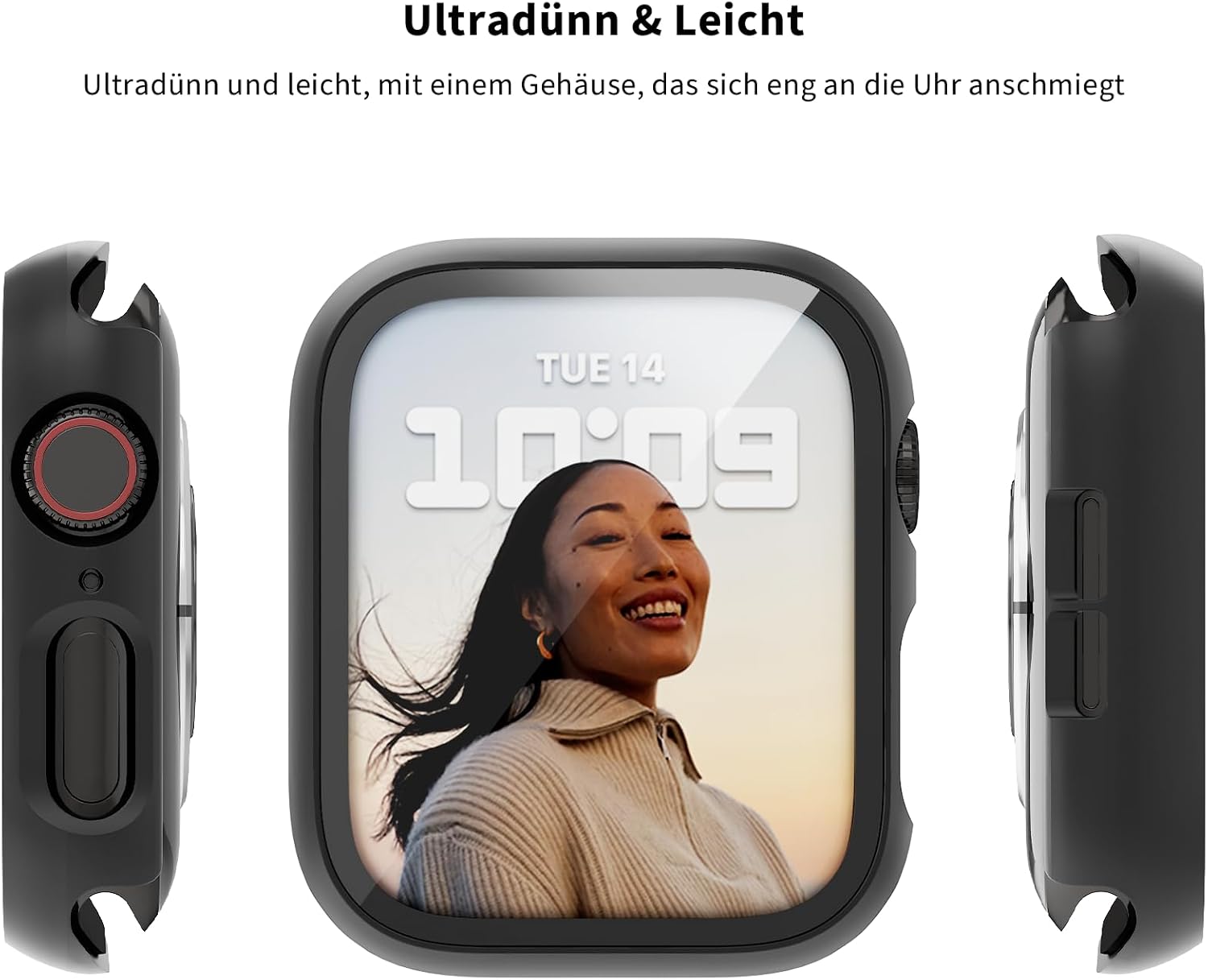 Detalle de Lovmunia 6‑Stück Schutzhülle für Apple Watch 40 mm mit integriertem Displayschutz – kompatibel mit SE3(2025)/SE2/SE/6/5/4