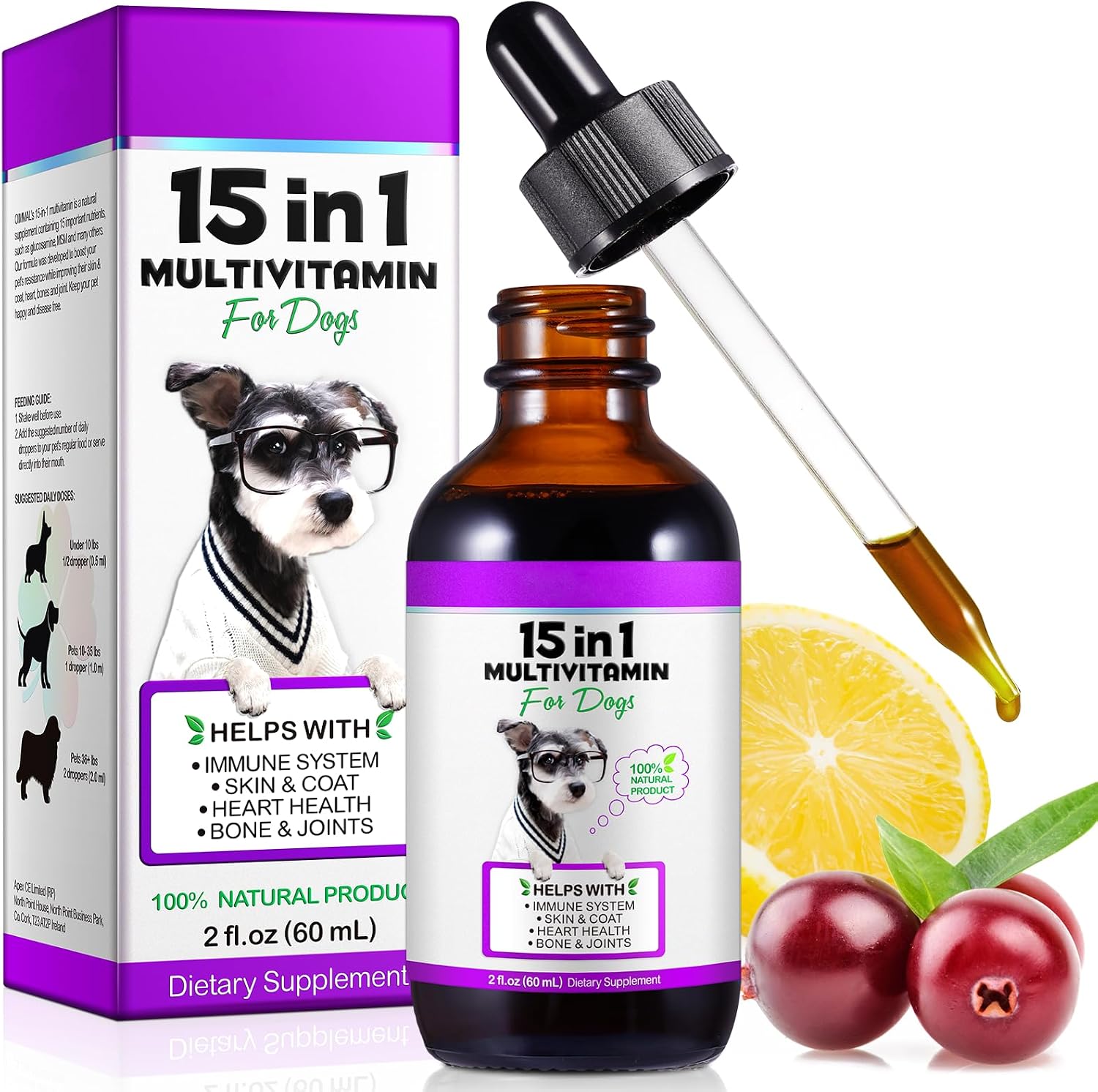 Detalle de Gotas multivitamínicas 15‑en‑1 para perros