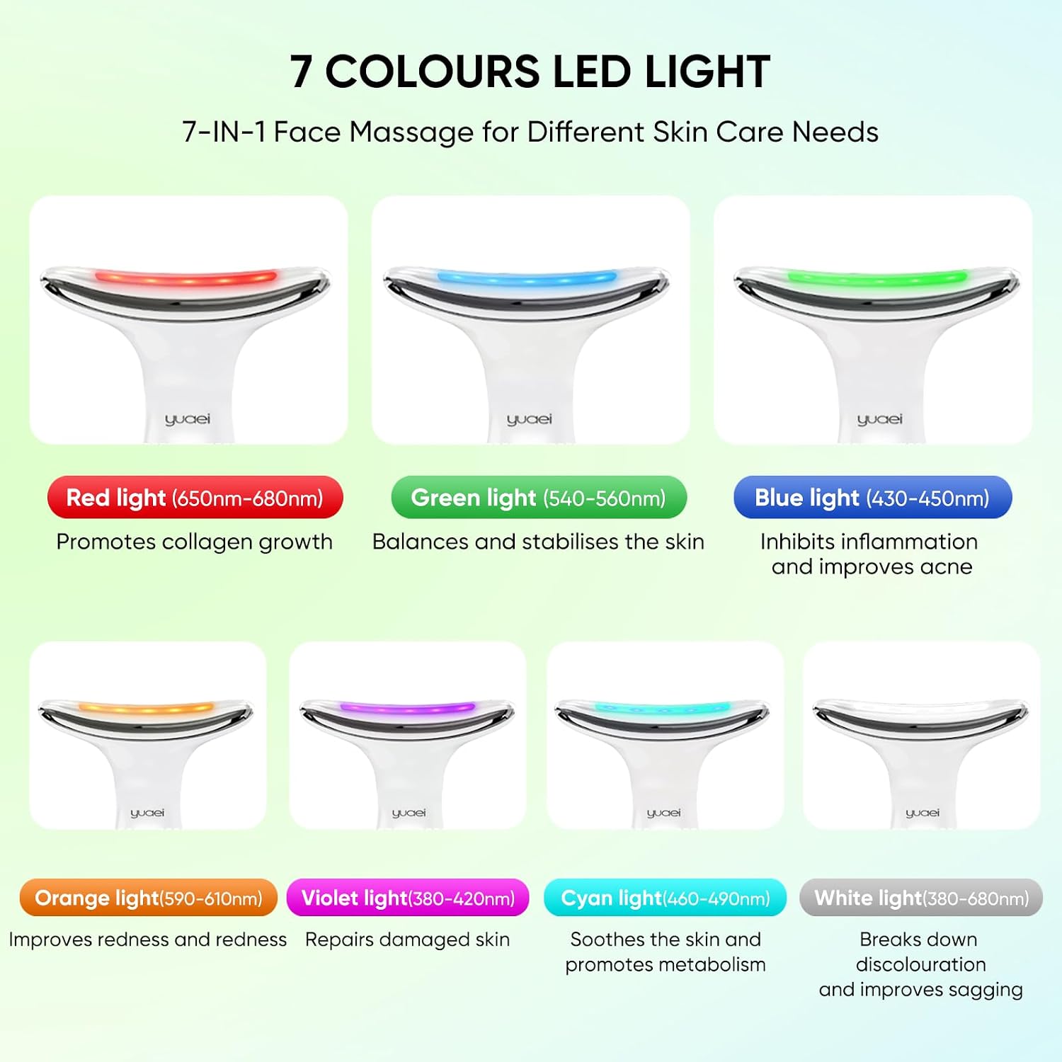 Detalle de Face Massager Facial Device Lift: 6-Mode Skin Tightening with 7-Colour LED and 45°C Heat