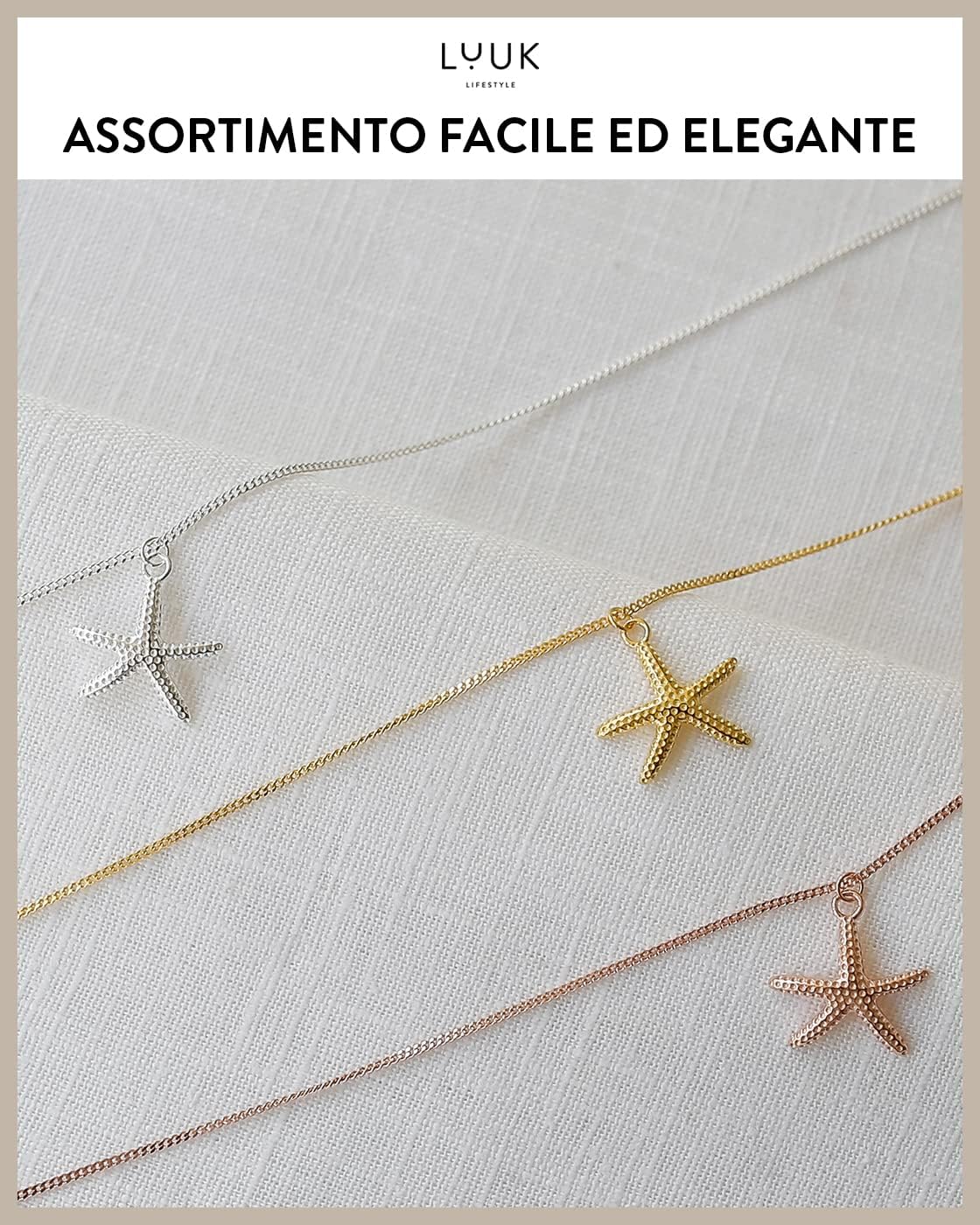 Thumbnail 5 de LUUK LIFESTYLE collana in argento sterling 925 con ciondolo stella di mare e cartolina “HAPPINESS” (50 cm)