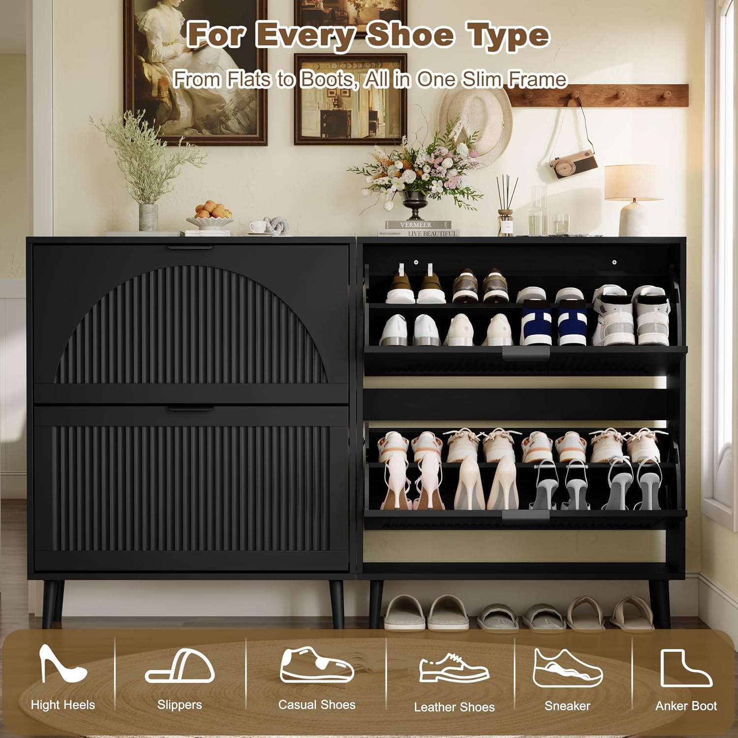 Detalle de IAISRO Shoe Storage Cabinet, 9.3-Inch Deep