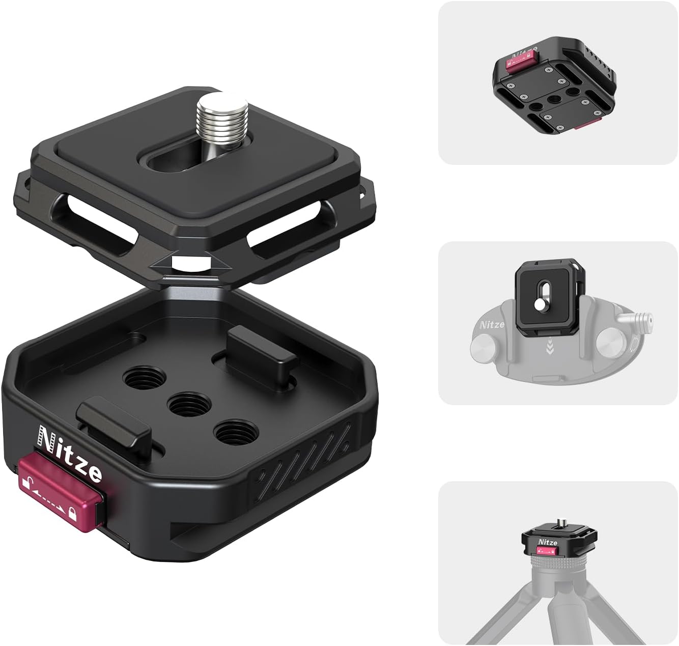 Detalle de Nitze N51-A1 Kamera Schnellwechselplatte mit Arca QR-Platte – 10 kg Traglast, 1/4" Gewinde, für DSLR/Spiegellose + Rig