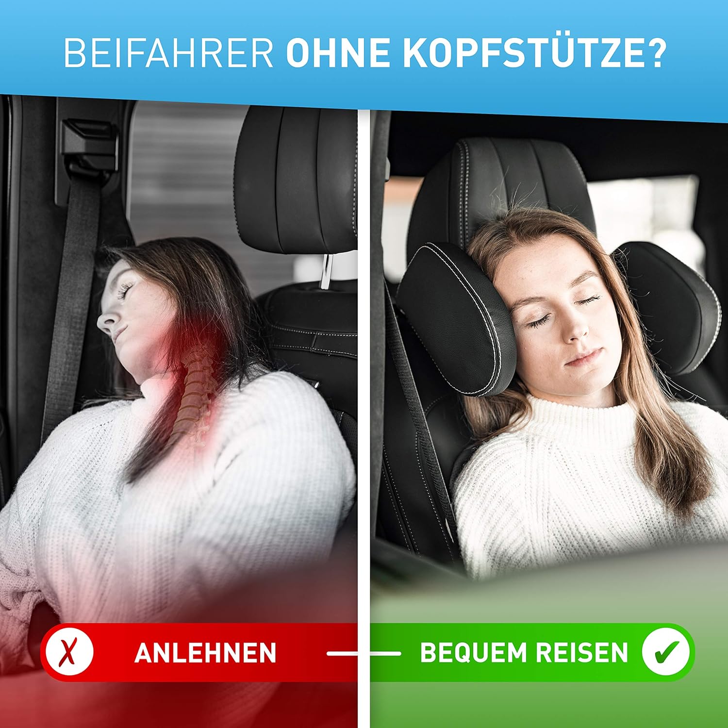 Thumbnail 1 de FLIPLINE Kopfstütze Auto – Bequeme Nackenstütze für Kinder und Erwachsene, Installation in 2 Minuten