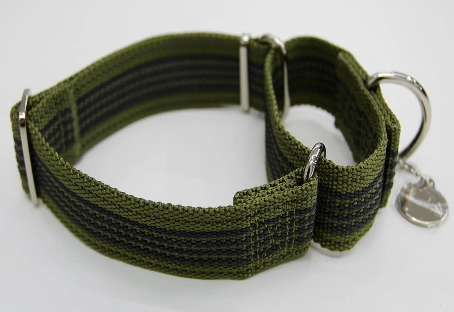 Detalle de Dazzber 1.5" Martingale Dog Collar (Escape-Proof, Anti-Slip) in Olive Green & Charcoal, Large