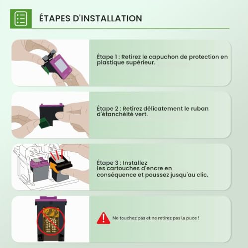 Detalle de Cartouche d'encre INFITONER 304 XL Noir et Couleur Pack pour HP 304XL – compatibles Envy et DeskJet
