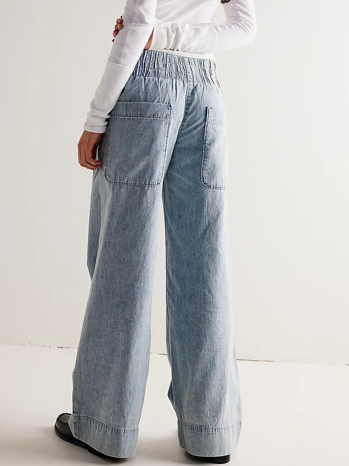 Detalle 2 de Vidiva Women's Wide Leg Jeans: Soft Baggy Pull-On Denim for Effortless Y2K Vibe