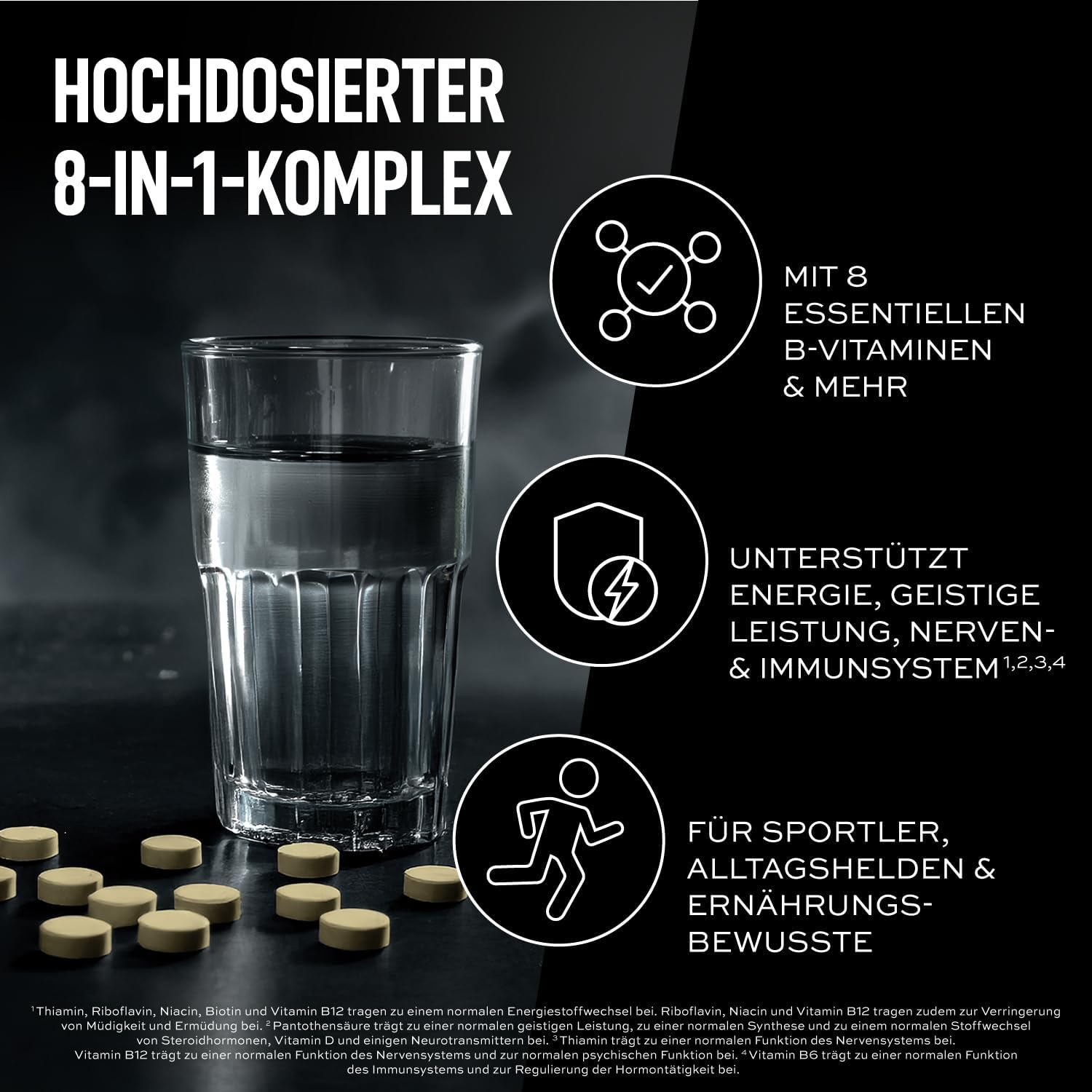 Detalle 2 de ESN Vitamin B Complex – 300 Tabletten, 8-in-1 Komplex mit Myo-Inositol und Cholin, vegan