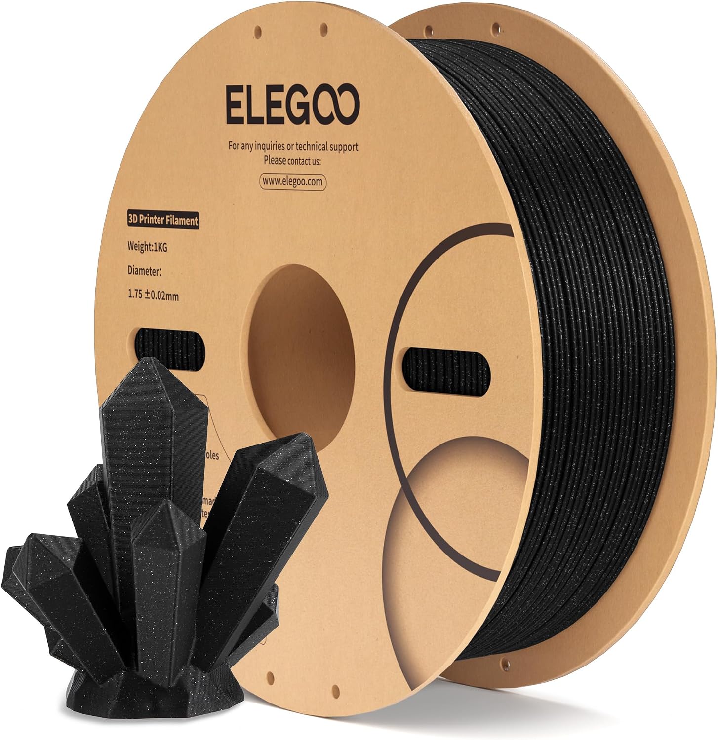 Detalle de ELEGOO Filamento PLA 1,75 mm Glitter Nero 1KG – Effetto Scintillante per Stampanti 3D