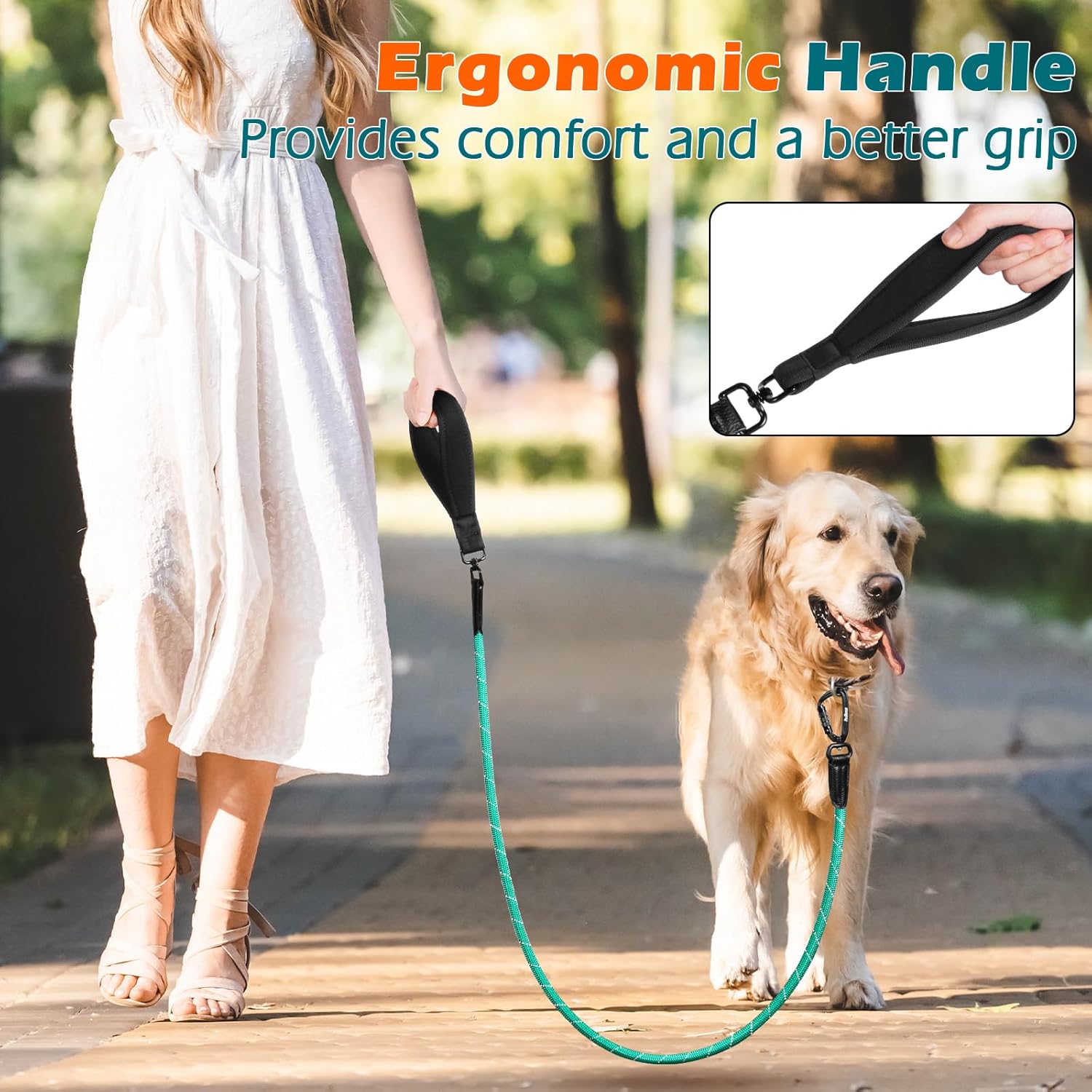 Thumbnail 2 de PetBonus Rope Dog Lead (1.5 m) Heavy Duty Nylon Rope with Auto-Locking Aviation Aluminium Carabiner – Turquoise