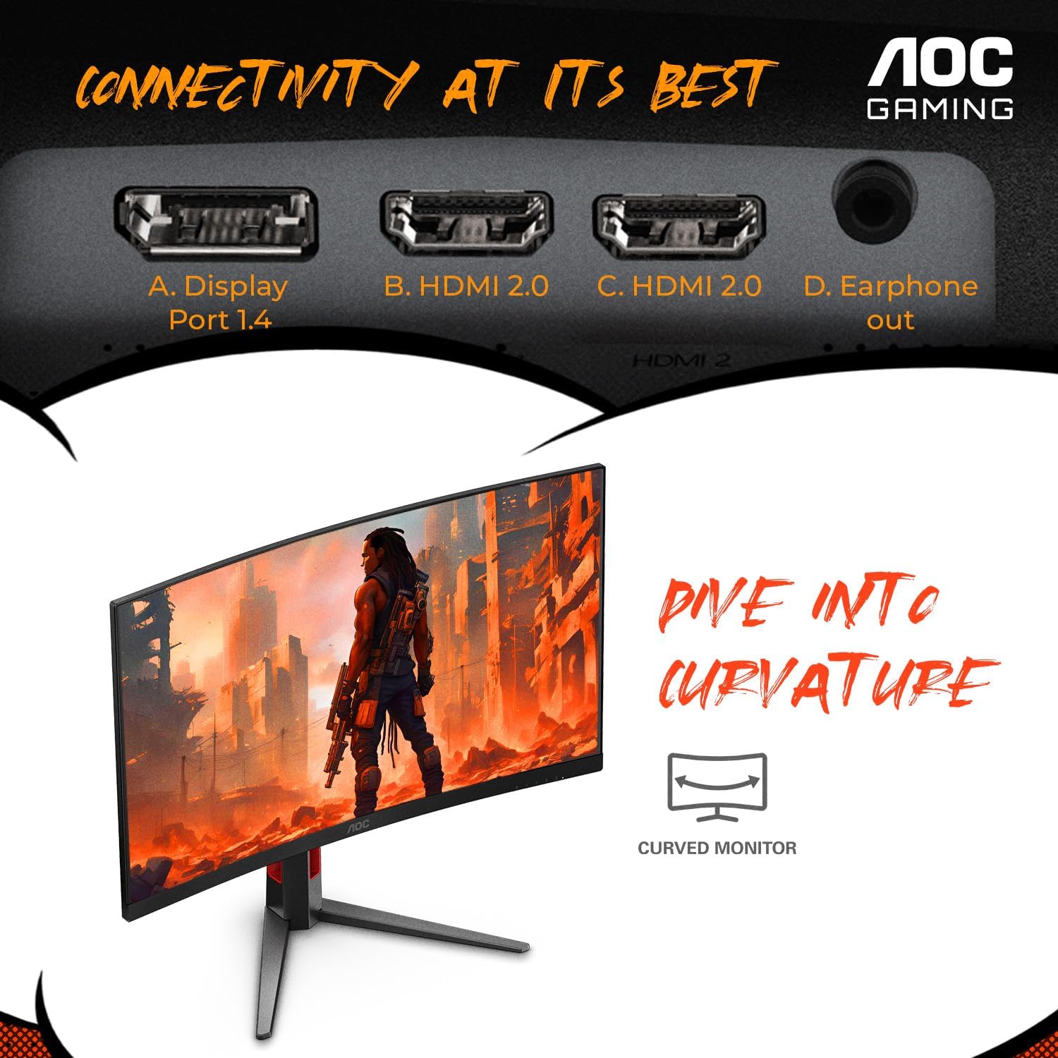 Thumbnail 4 de AOC CQ27G4H 27" Curved Gaming Monitor with QHD 2560x1440