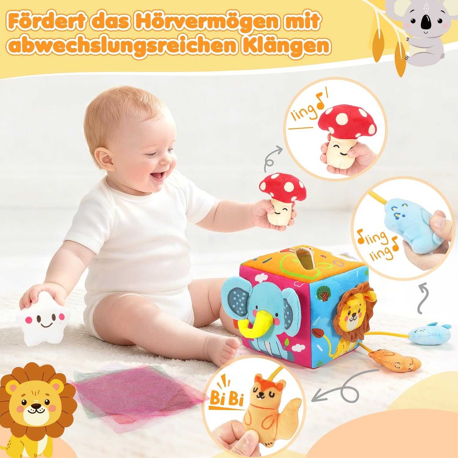 Detalle 2 de URMYWO Montessori Baby Spielzeug Tissue Box 6 12 Monate