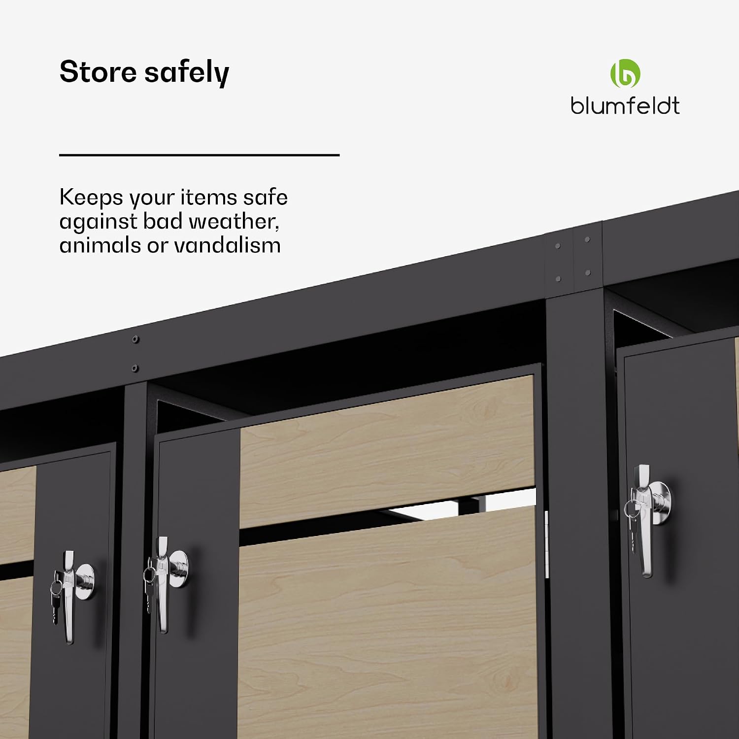 Thumbnail 3 de blumfeldt KG29-3door-mb-pl Bin Storage for 3 Wheelie Bins, Galvanised Steel