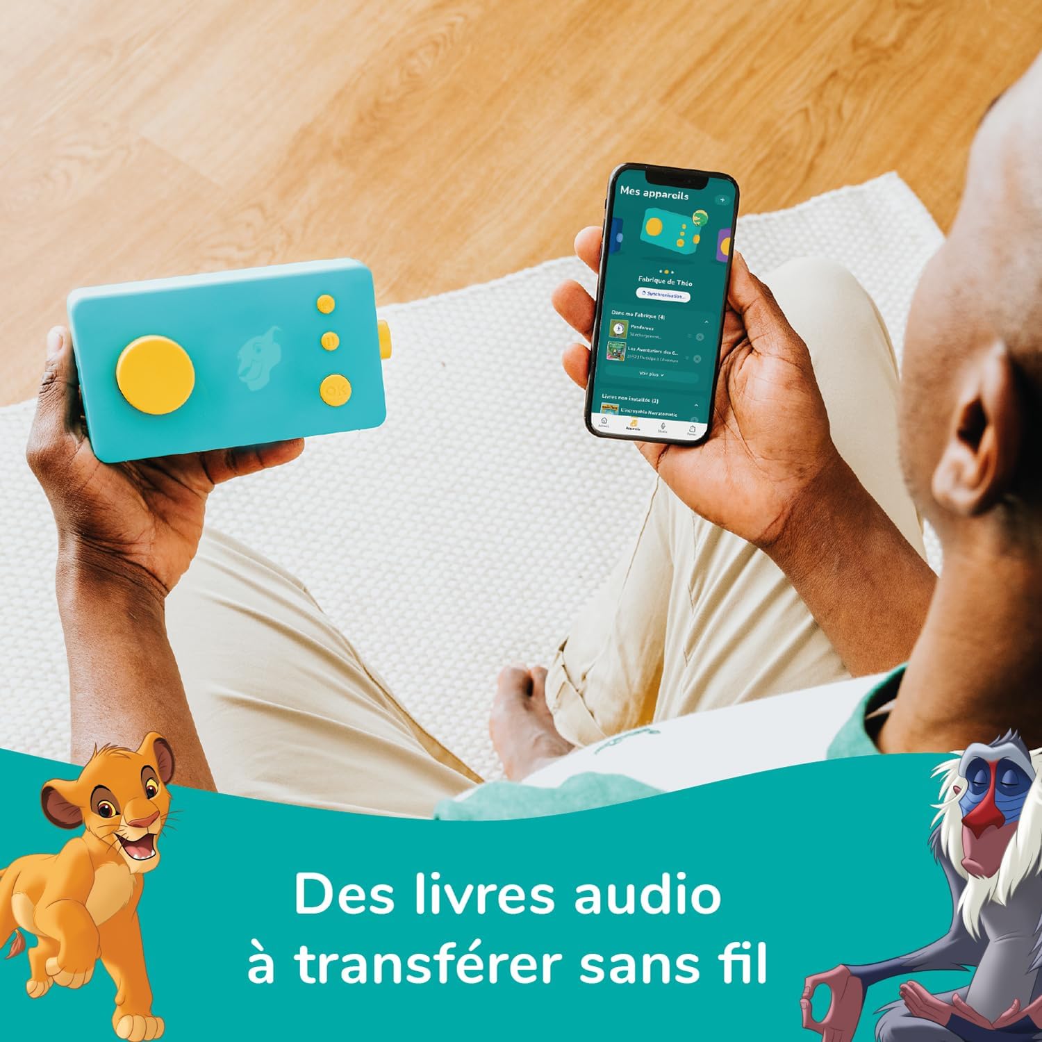 Detalle 2 de Lunii Pack Ma Fabrique à Histoires Special Disney : Boite à Histoires + Livre Audio Le Roi Lion + Livre au Choix – Conteuse Interactive Enfant 3-8 ans