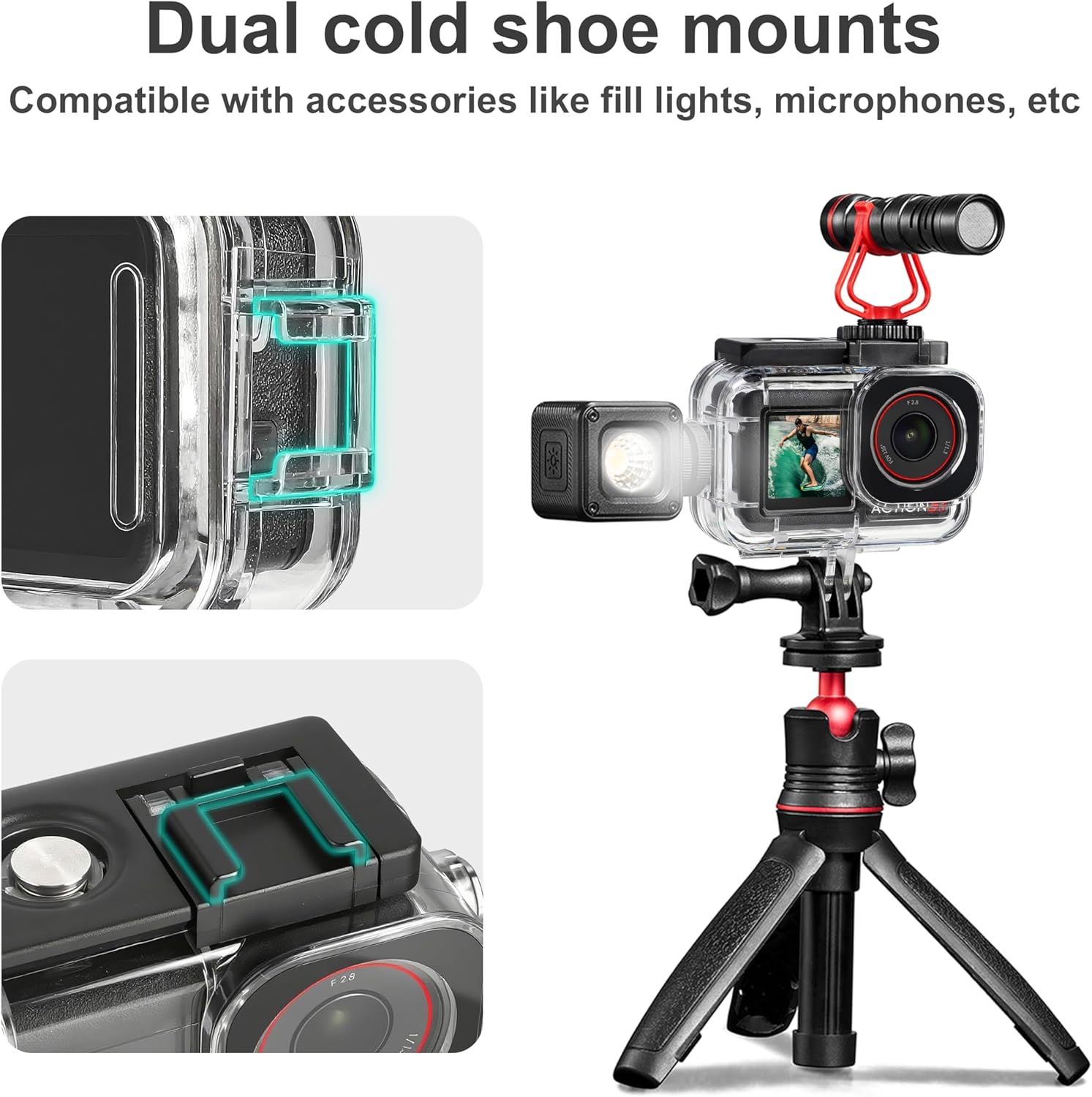 Thumbnail 2 de FitStill 60M Wasserdichtes Gehäuse für DJI Osmo Action 5 Pro/4/3 mit doppeltem Cold Shoe