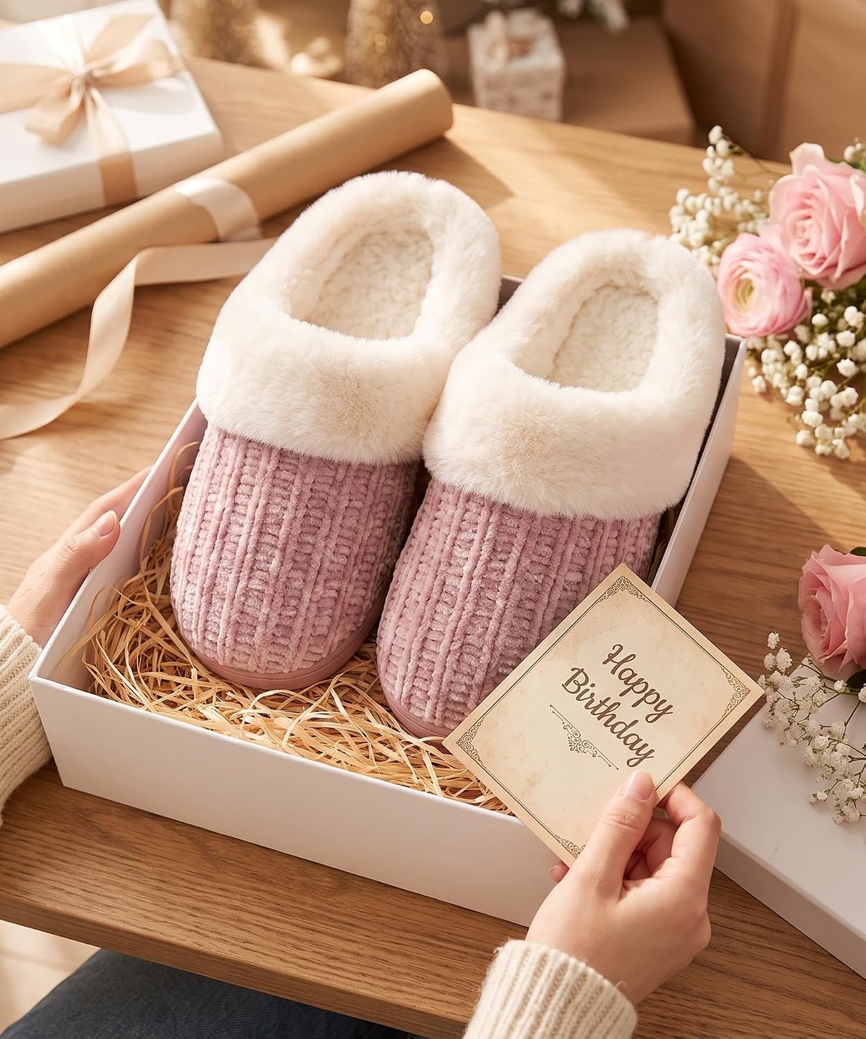 Thumbnail 6 de Evshine Warm Knit House Slippers for Women with Memory Foam and Plush Lining