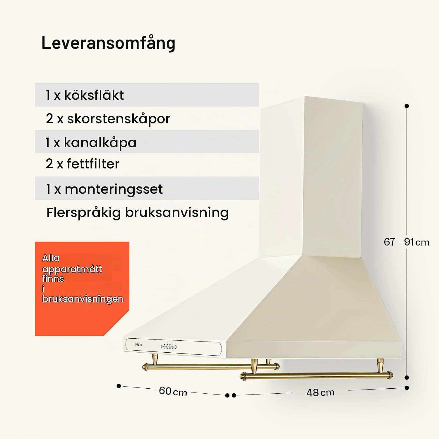 Thumbnail 6 de Klarstein 10034647 Victoria köksfläkt, 645 m³/h, retrodesign och LED