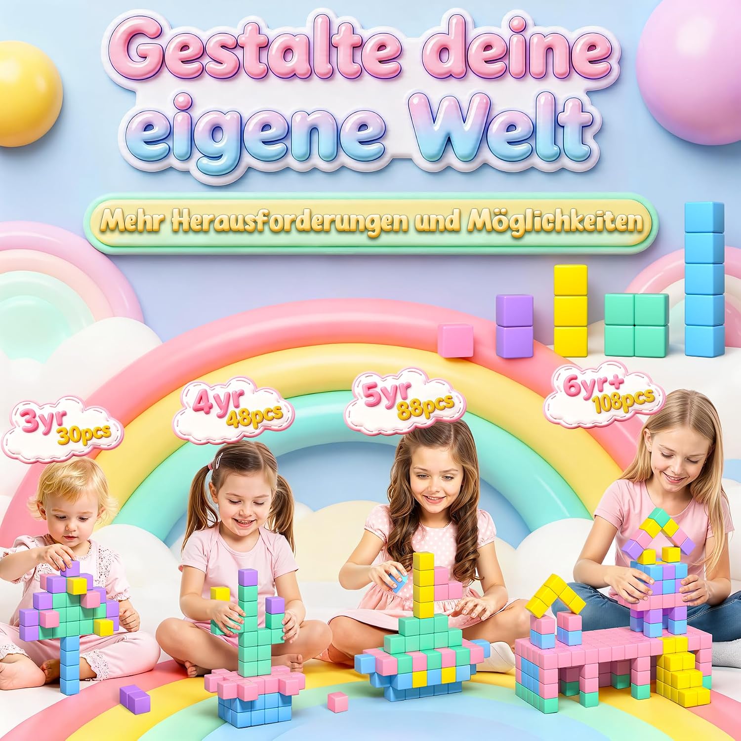 Detalle de COOLJOIN Magnetische Bausteine – 48 Teile Macaron Reiseset