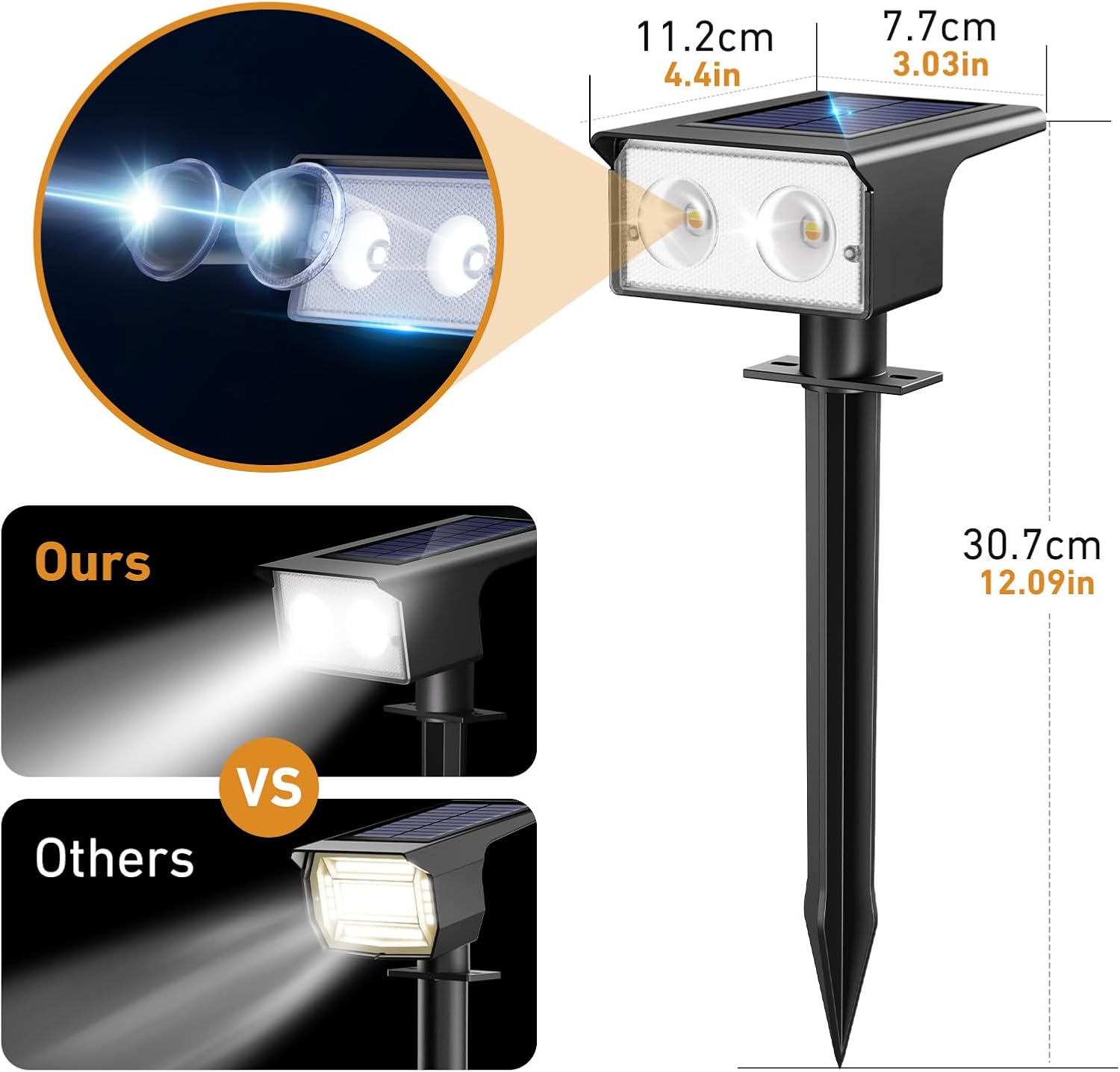 Thumbnail 2 de btfarm 6 luces solares LED exterior IP65 para jardín con 3 temperaturas de color (3000K/4500K/6000K)