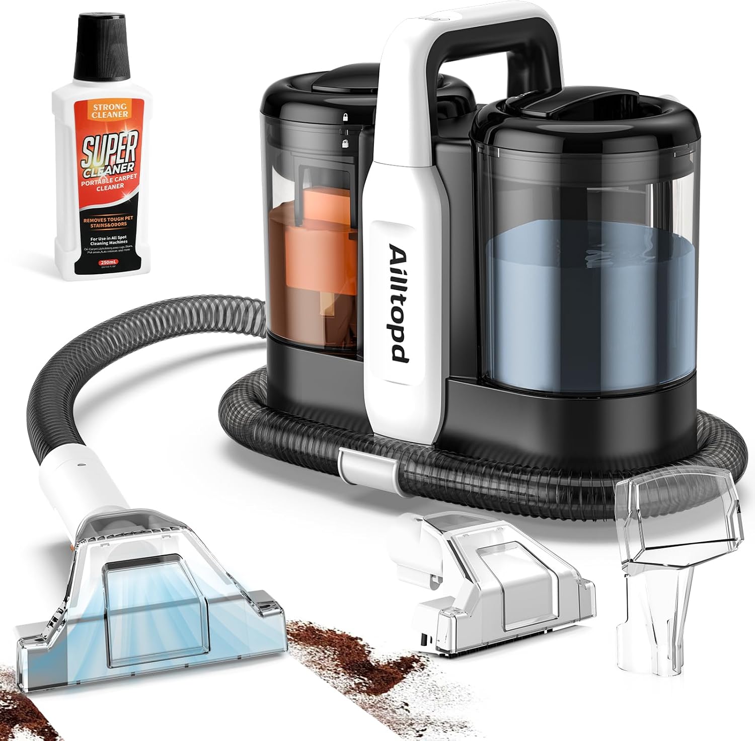 Detalle de Ailltopd C5 Portable Carpet Cleaner, 15KPa Suction, Dual Tanks