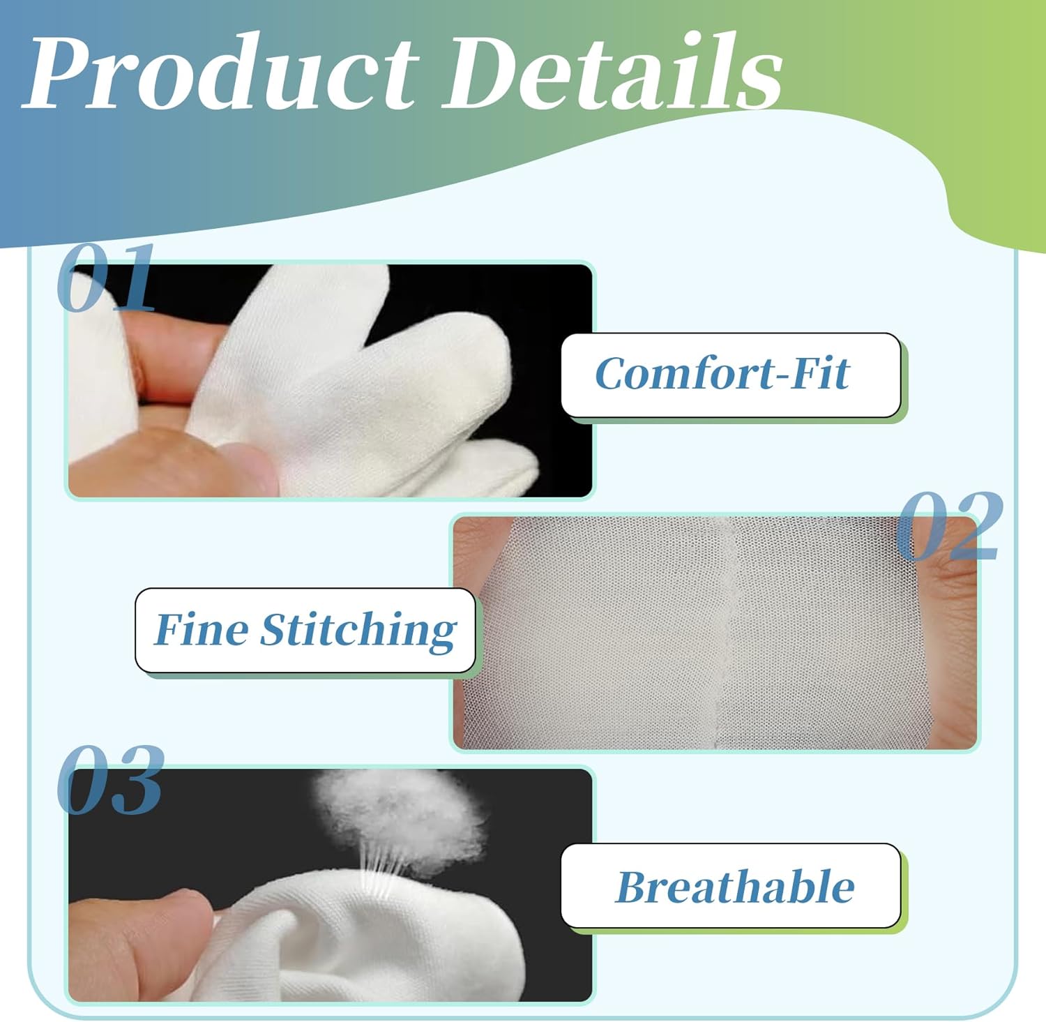 Detalle de 12 Pairs White Cotton Gloves - Moisturising, Stretchable & Breathable XL Size