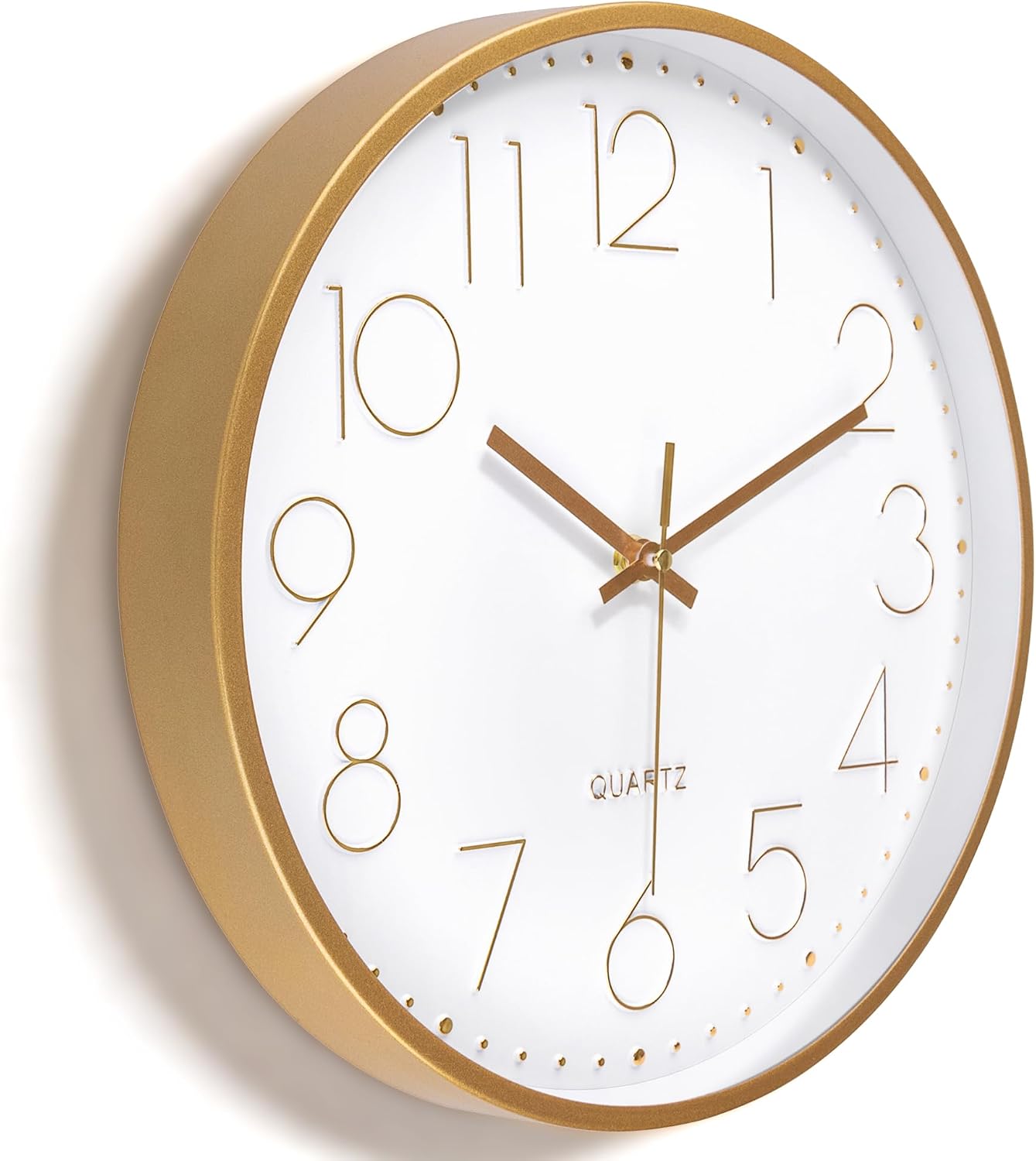 Detalle de Foxtop Horloge Murale-04 wandklok 30 cm, goudkleurig en geruisloos