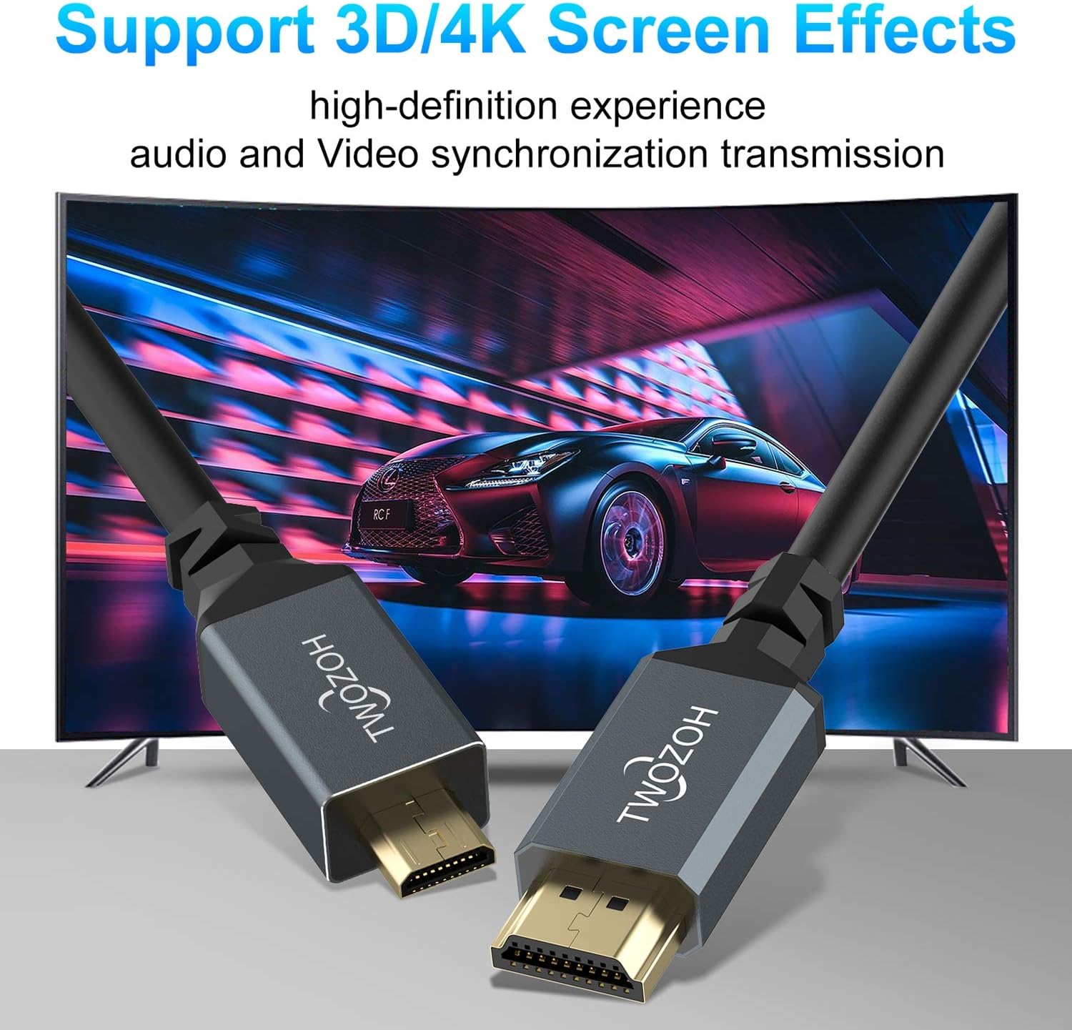 Thumbnail 5 de Twozoh Micro HDMI to HDMI Coiled Cable: Flexible, Compact 4K/3D Ready