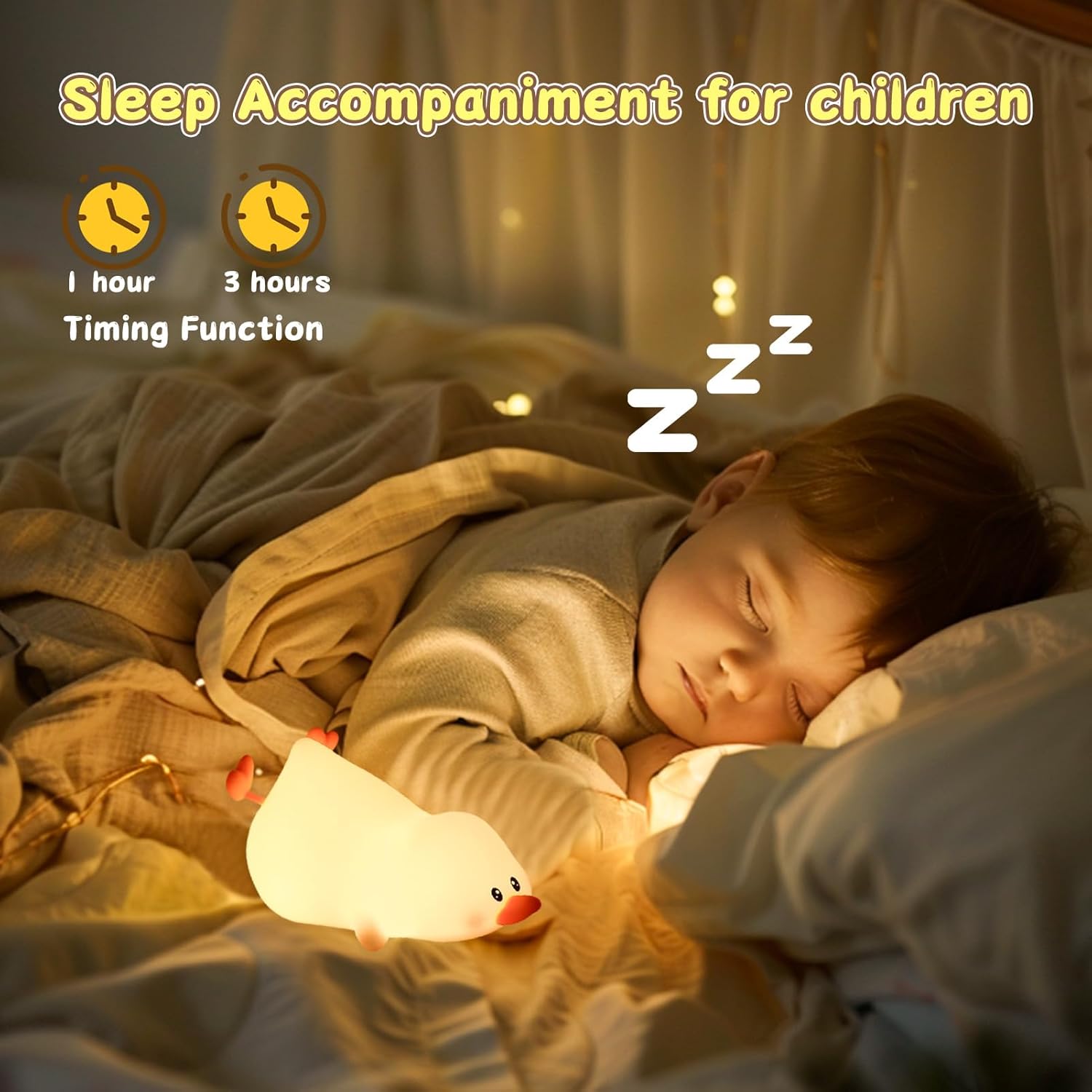 Thumbnail 3 de ZKLiLi süße Ente Nachtleuchte aus Silikon – Touchlicht mit 7 Farben, USB-kabel, tragbar