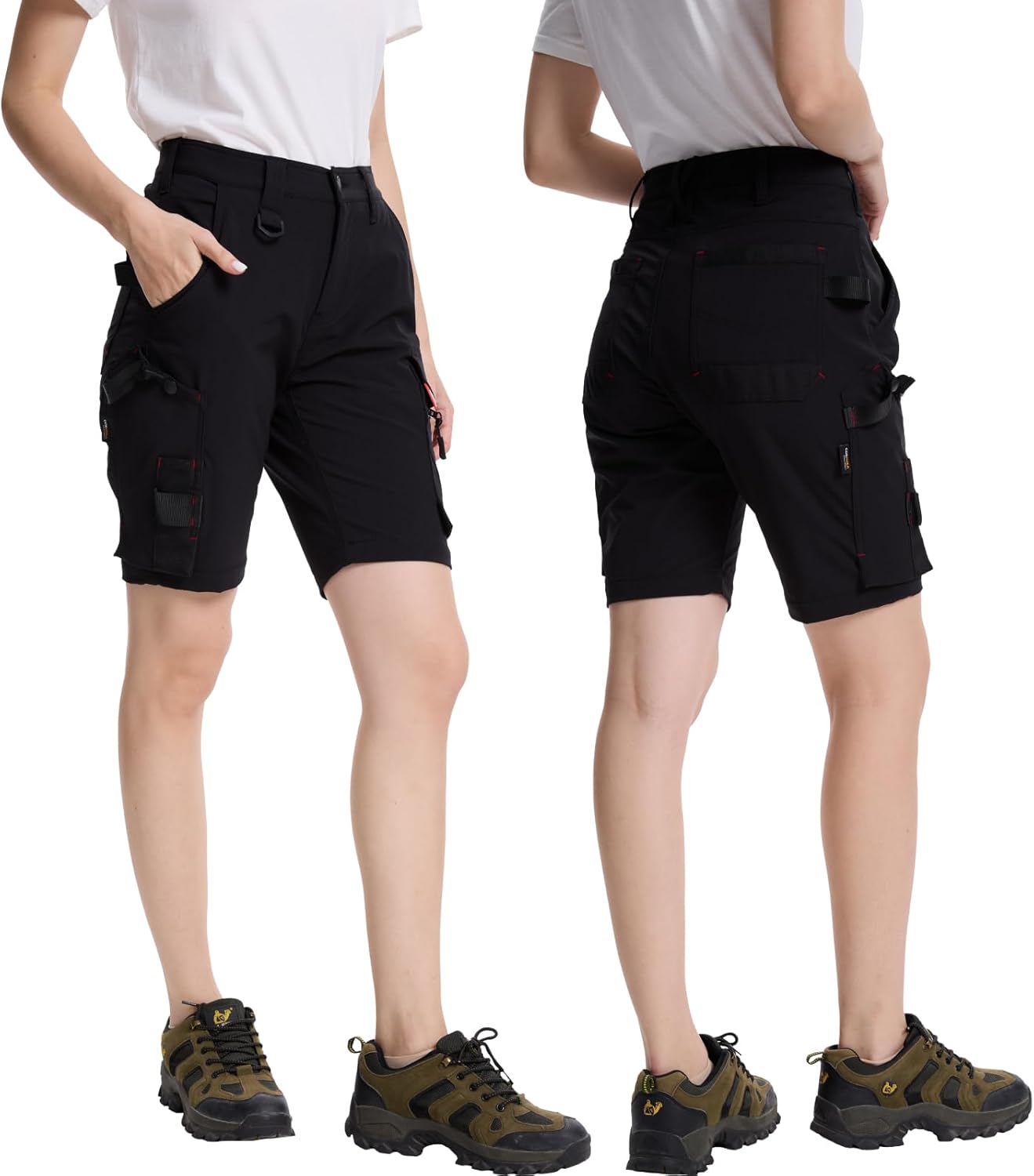 Detalle 2 de WORK IDEA Damen Slim-Fit Stretch Arbeitsshorts – strapazierfähig, flexibel und stilvoll